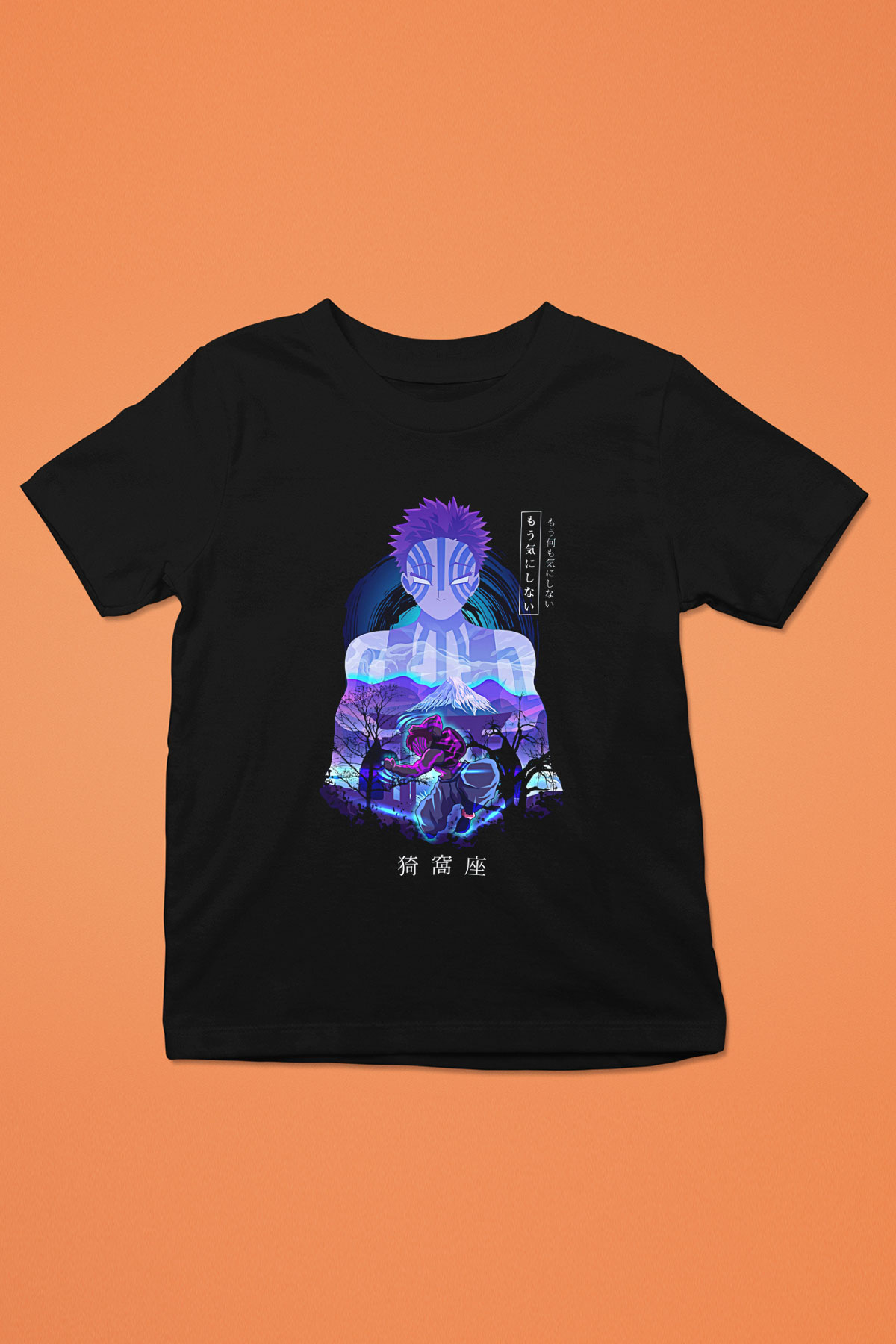 Demon Slayer Baskılı Unisex Siyah Çocuk Tişört - Tshirt