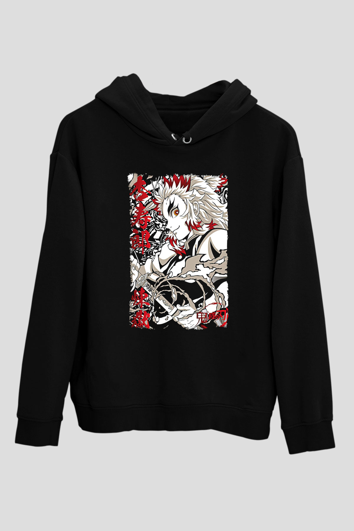 Demon Slayer Baskılı Unisex Siyah Hoodie