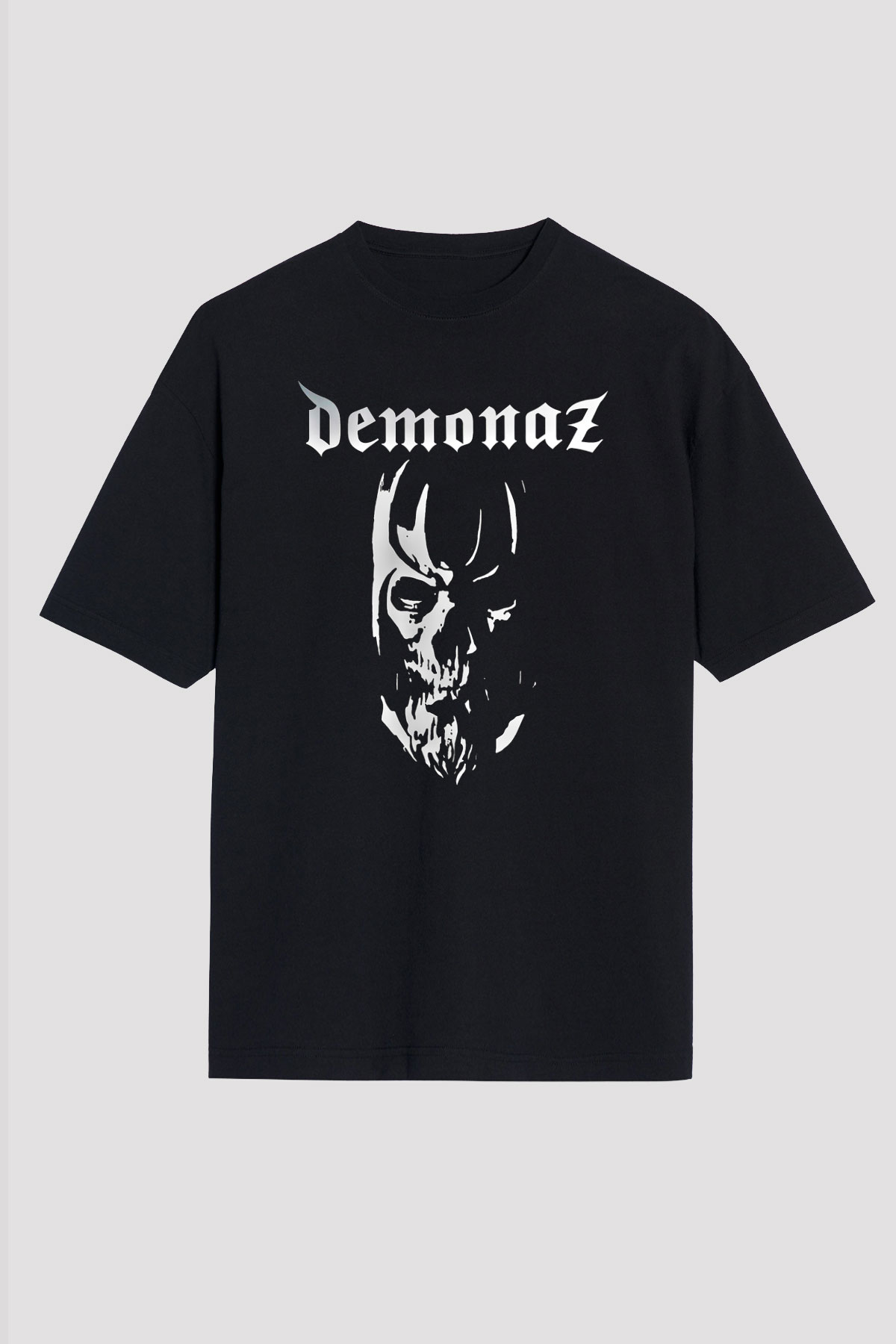 Demonaz Baskılı Unisex Siyah Oversize Tişört