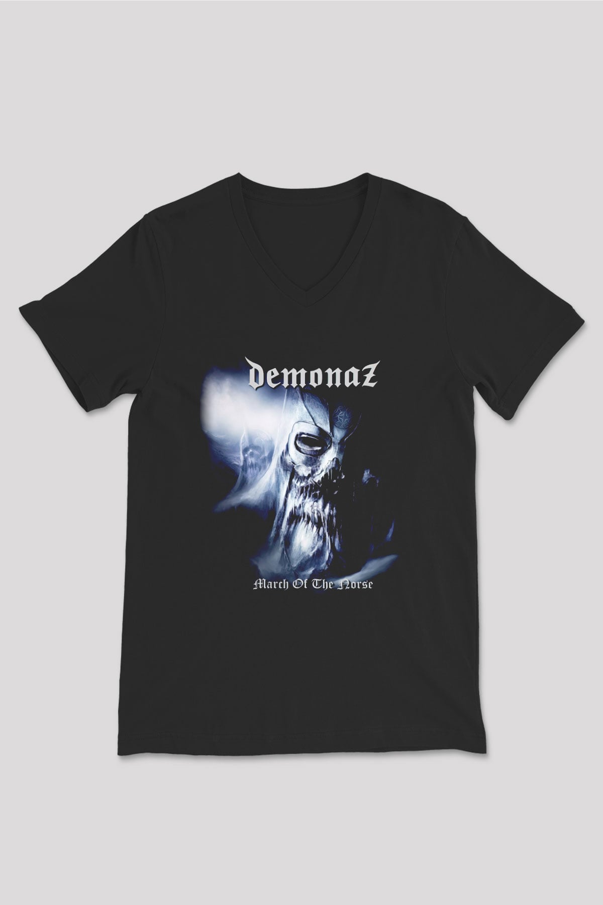 Demonaz Siyah Unisex V Yaka Tişört