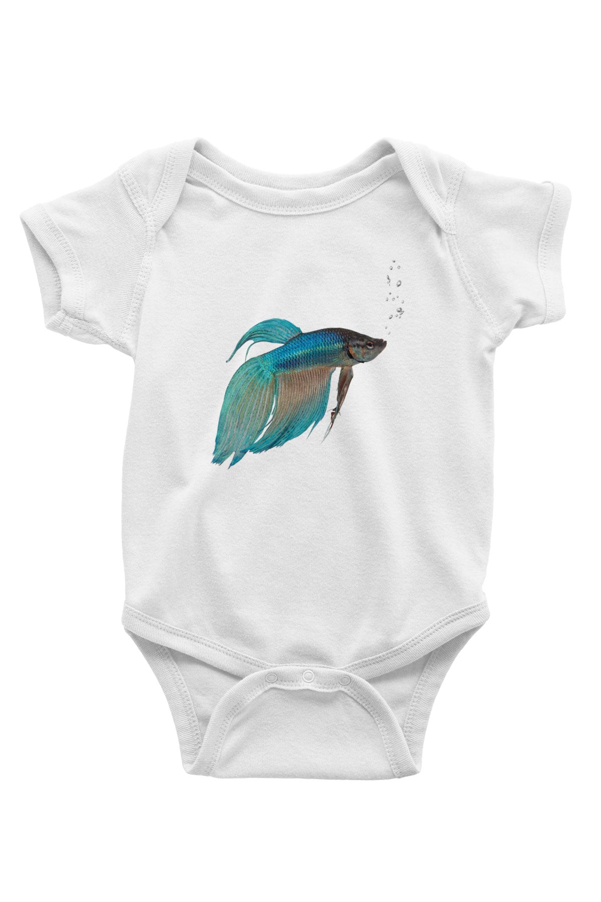 Deniz canlıları Baskılı Beyaz Unisex Bebek Body - Zıbın