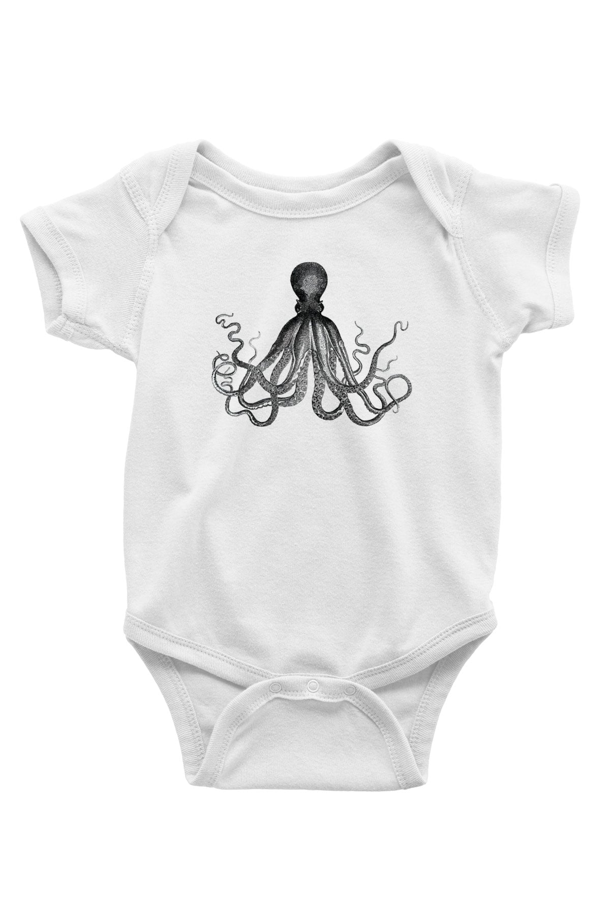 Deniz canlıları Baskılı Beyaz Unisex Bebek Body - Zıbın