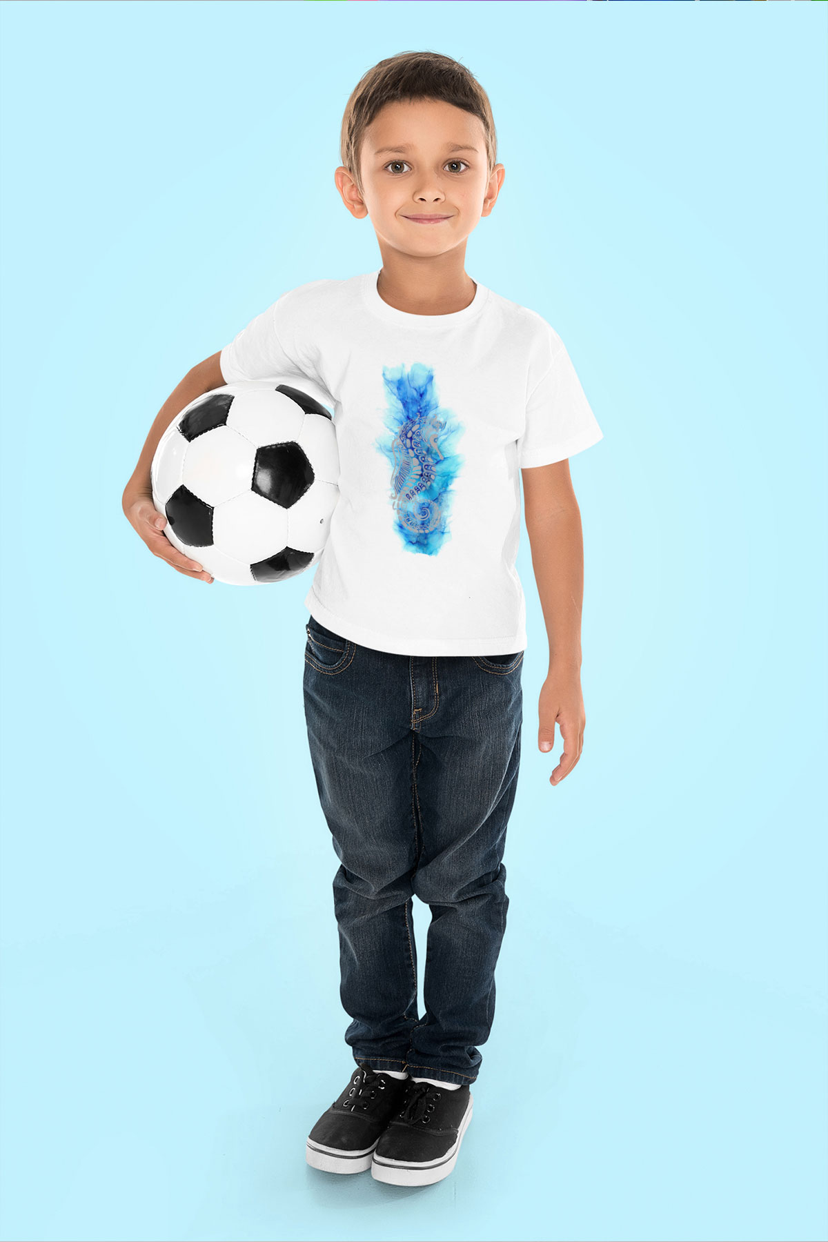 Deniz canlıları Beyaz Unisex Çocuk Tişört