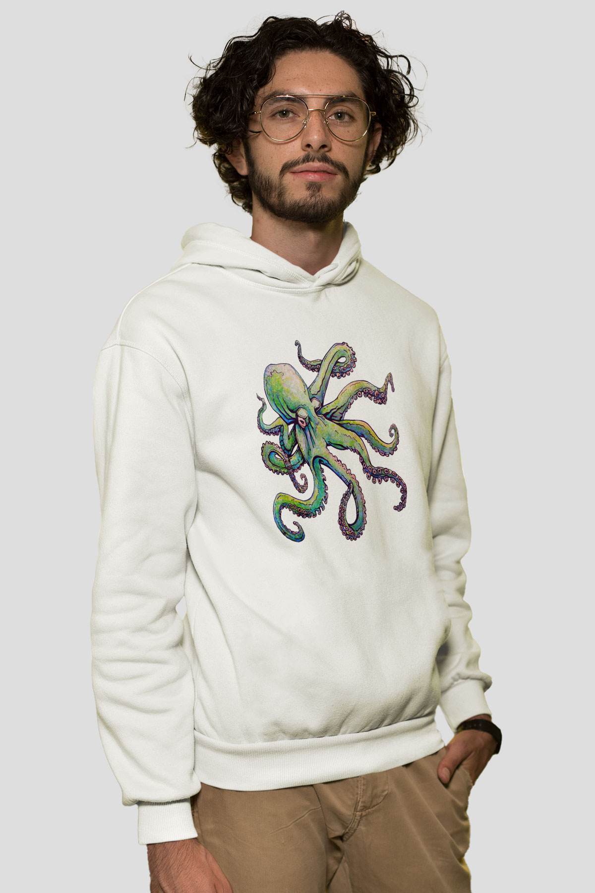 Deniz canlıları Beyaz Unisex Kapşonlu Sweatshirt