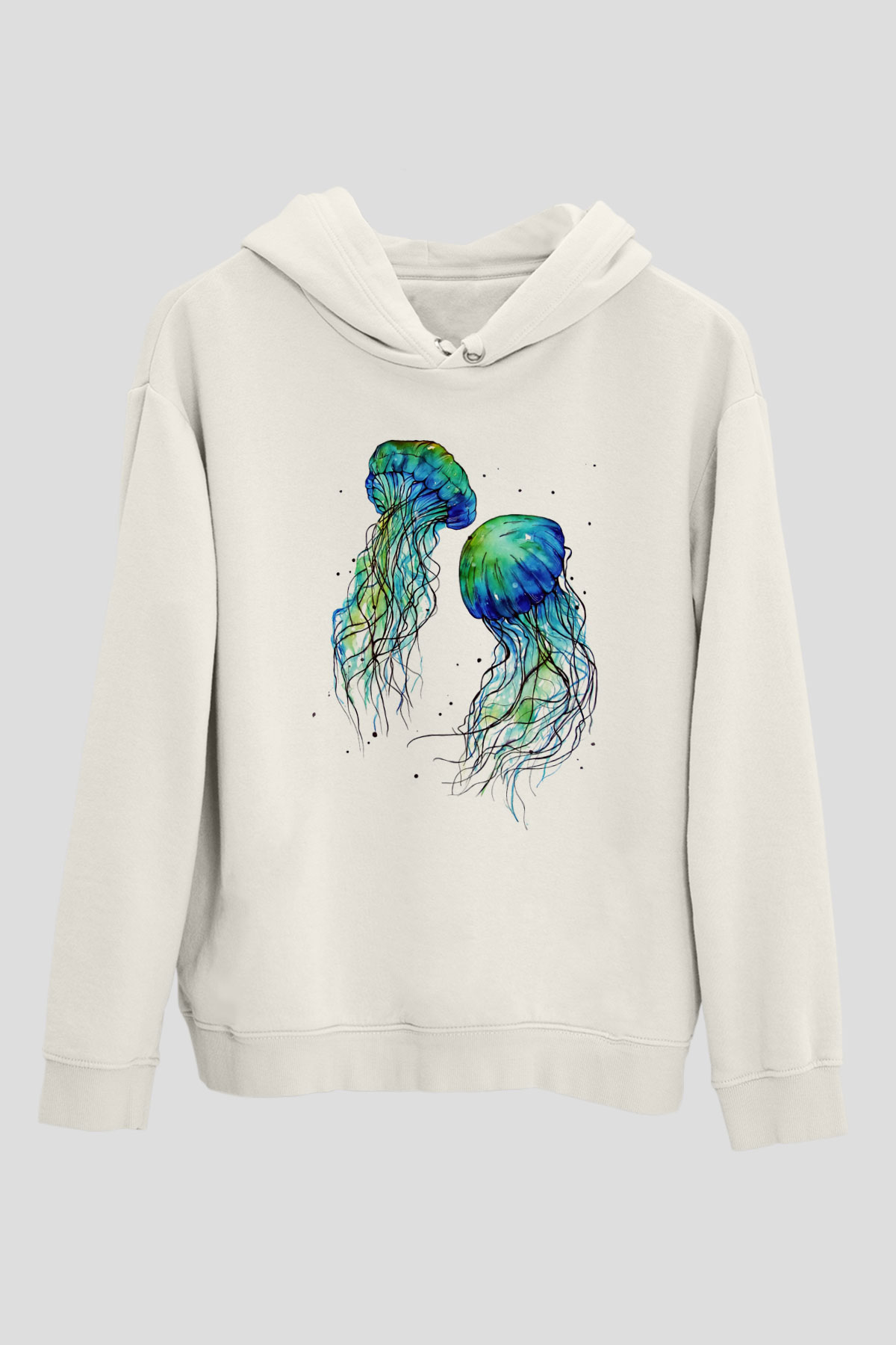 Deniz canlıları Beyaz Unisex Kapşonlu Sweatshirt