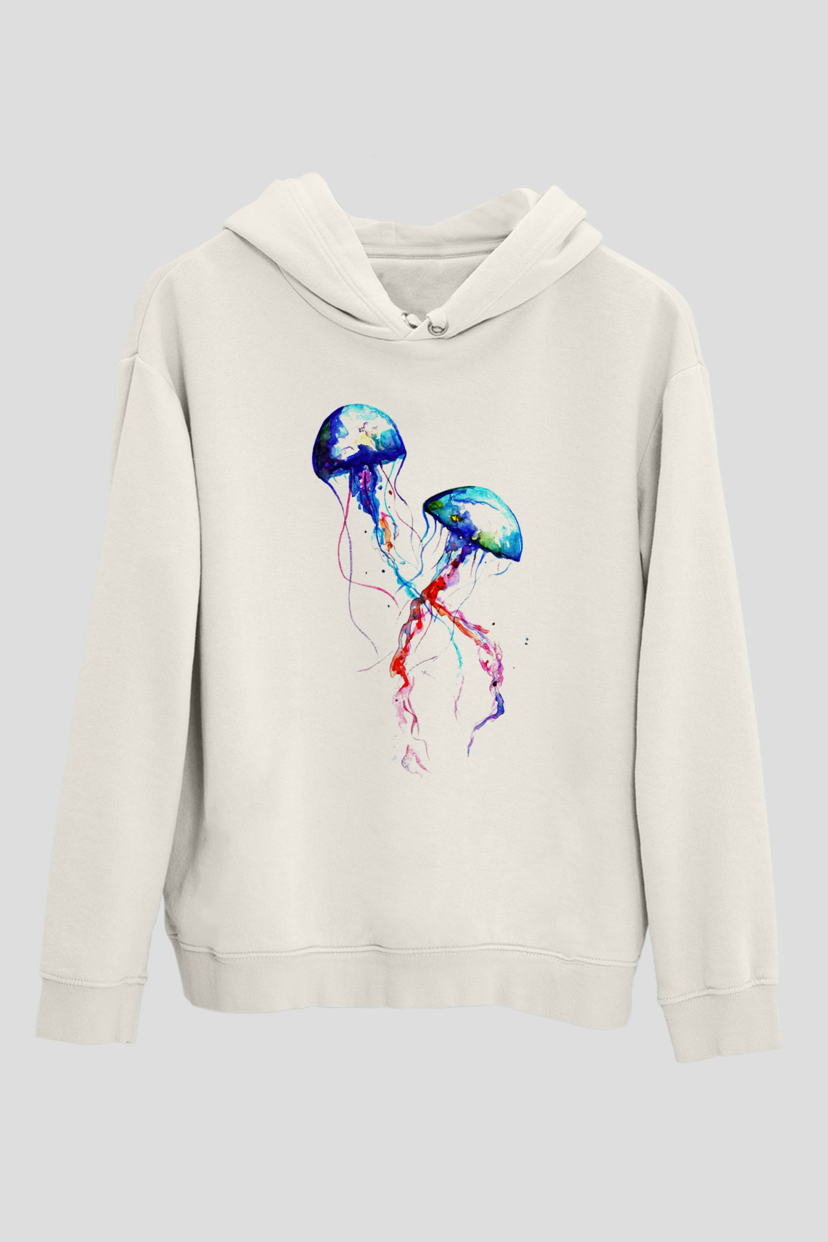 Deniz canlıları Beyaz Unisex Kapşonlu Sweatshirt