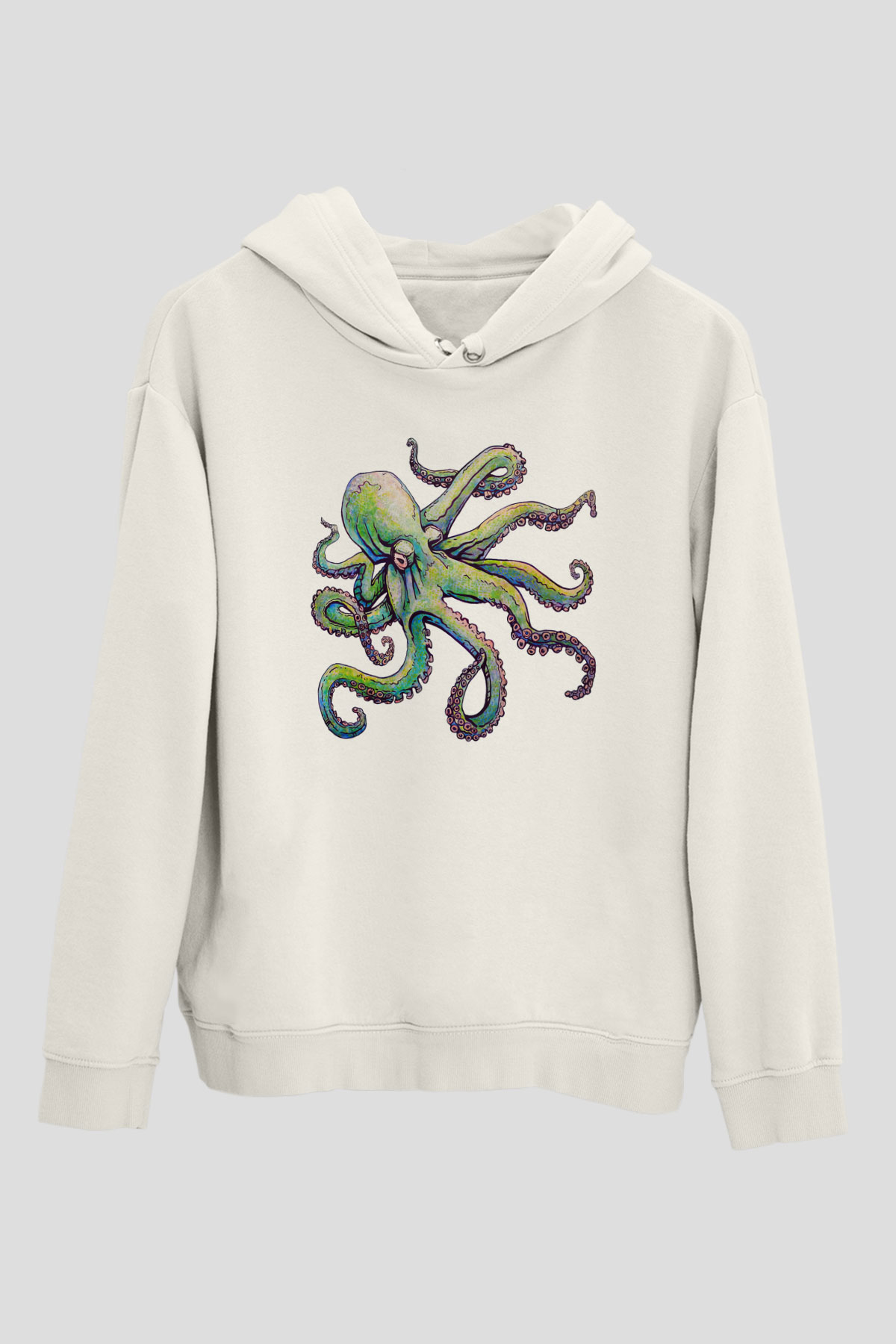 Deniz canlıları Beyaz Unisex Kapşonlu Sweatshirt