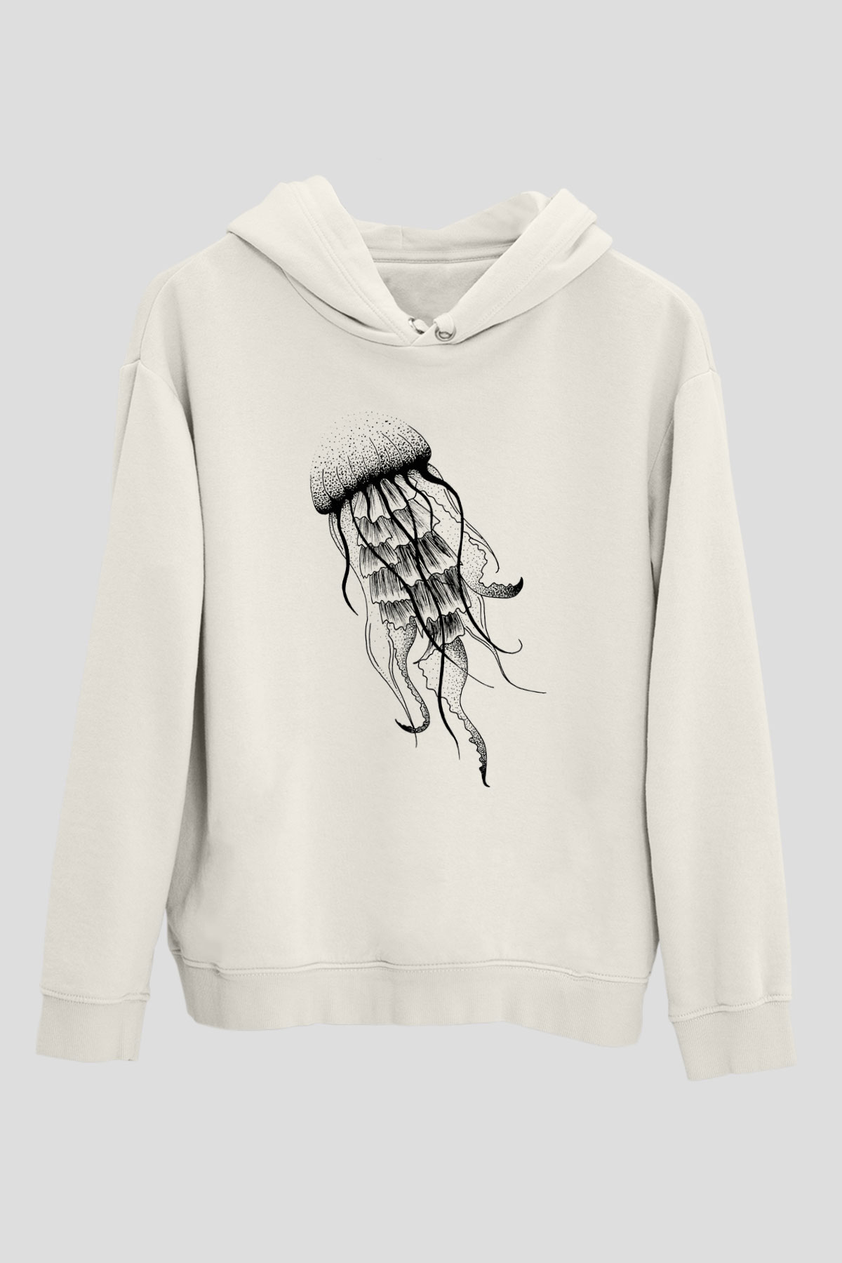 Deniz canlıları Beyaz Unisex Kapşonlu Sweatshirt