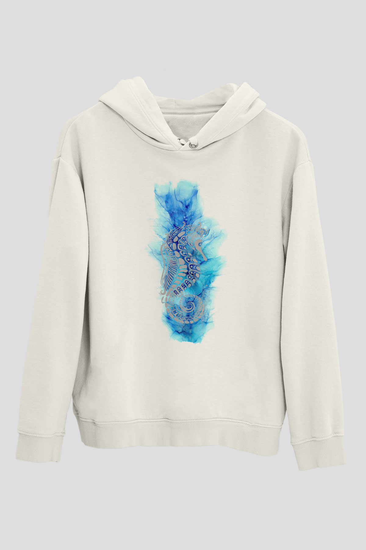 Deniz canlıları Beyaz Unisex Kapüşonlu Sweatshirt