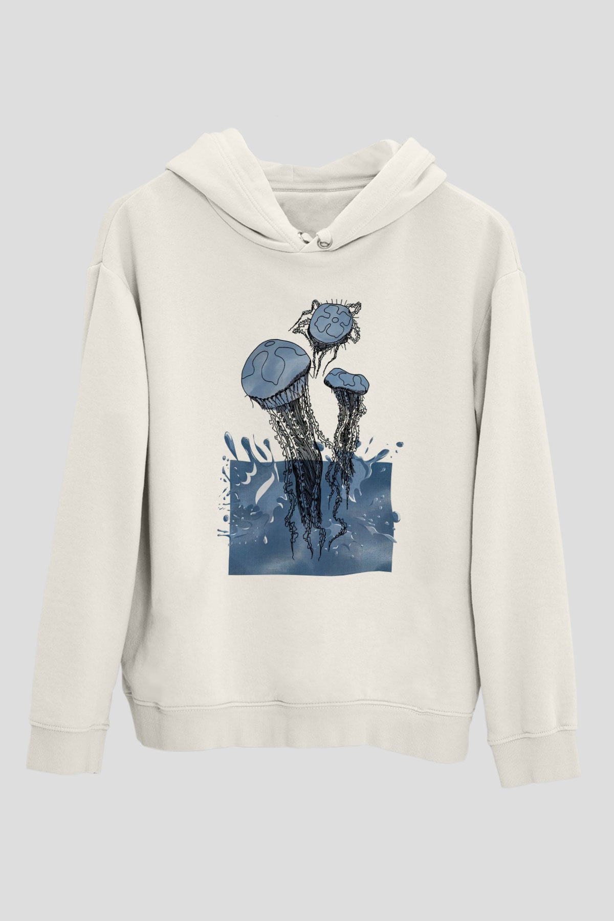 Deniz canlıları Beyaz Unisex Kapüşonlu Sweatshirt
