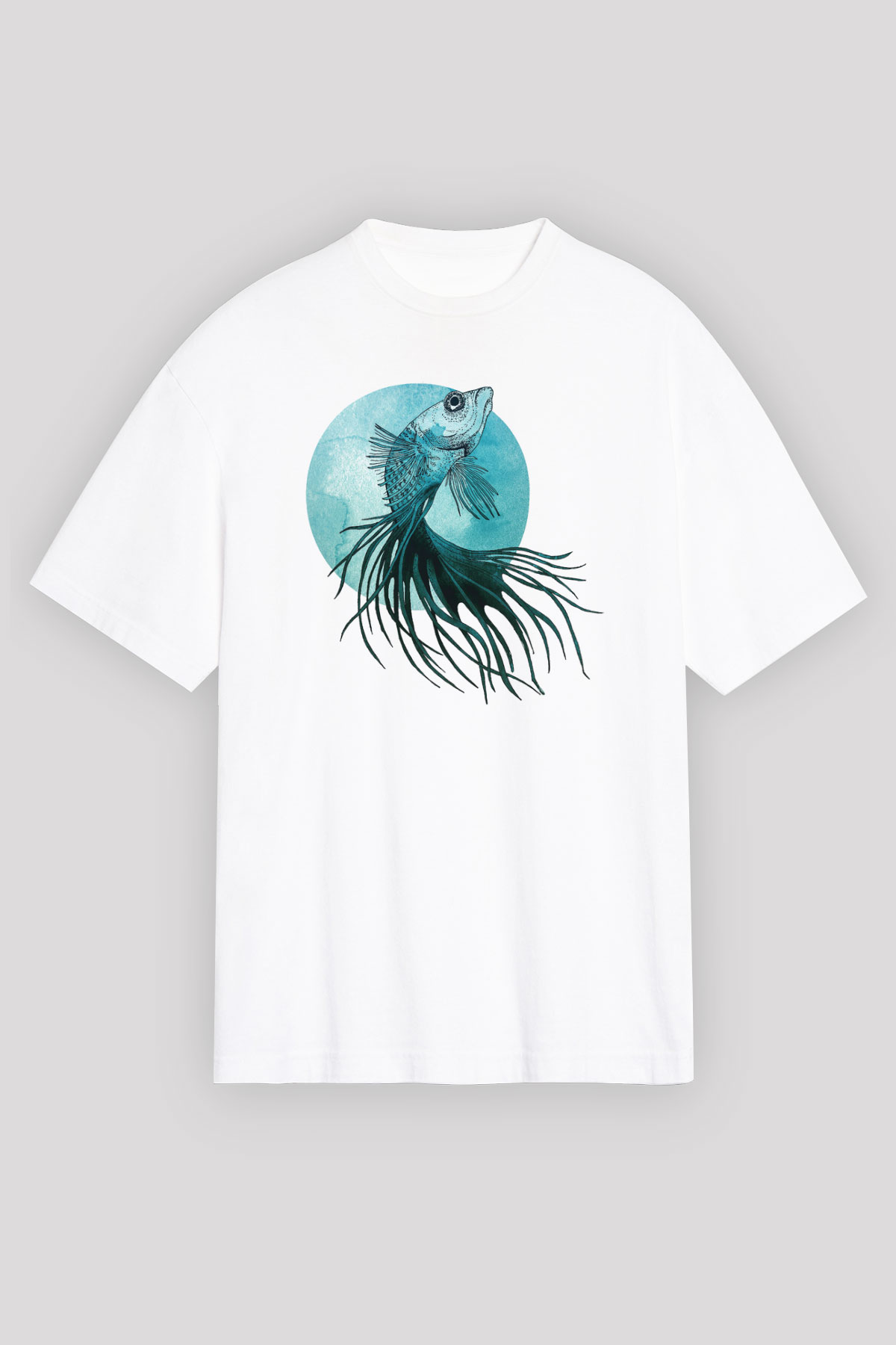Deniz canlıları Beyaz Unisex Oversize Tişört T-Shirt