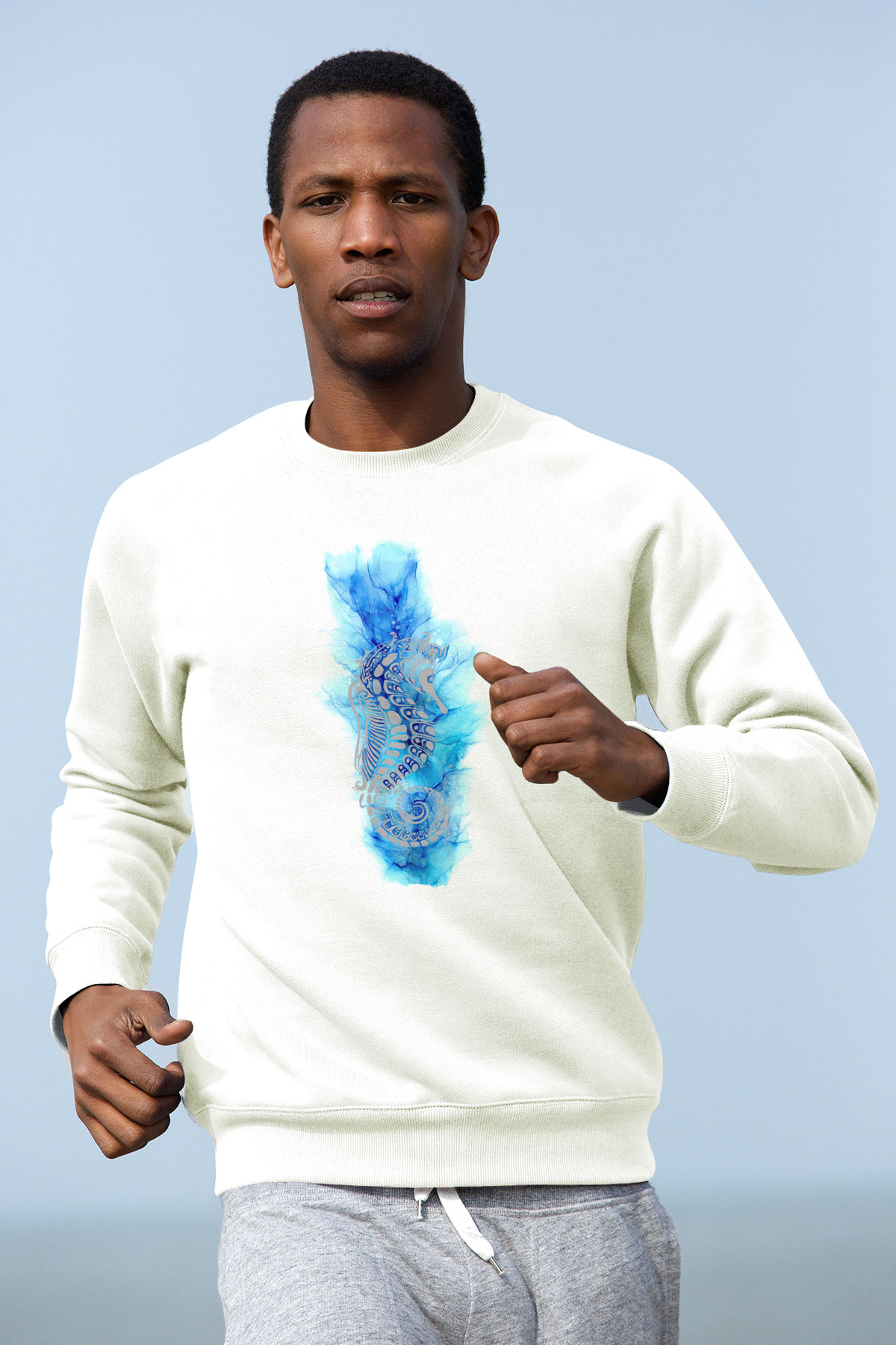 Deniz canlıları Beyaz Unisex Sweatshirt
