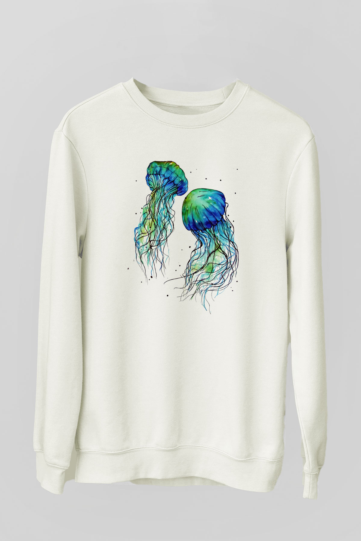 Deniz canlıları Beyaz Unisex Sweatshirt