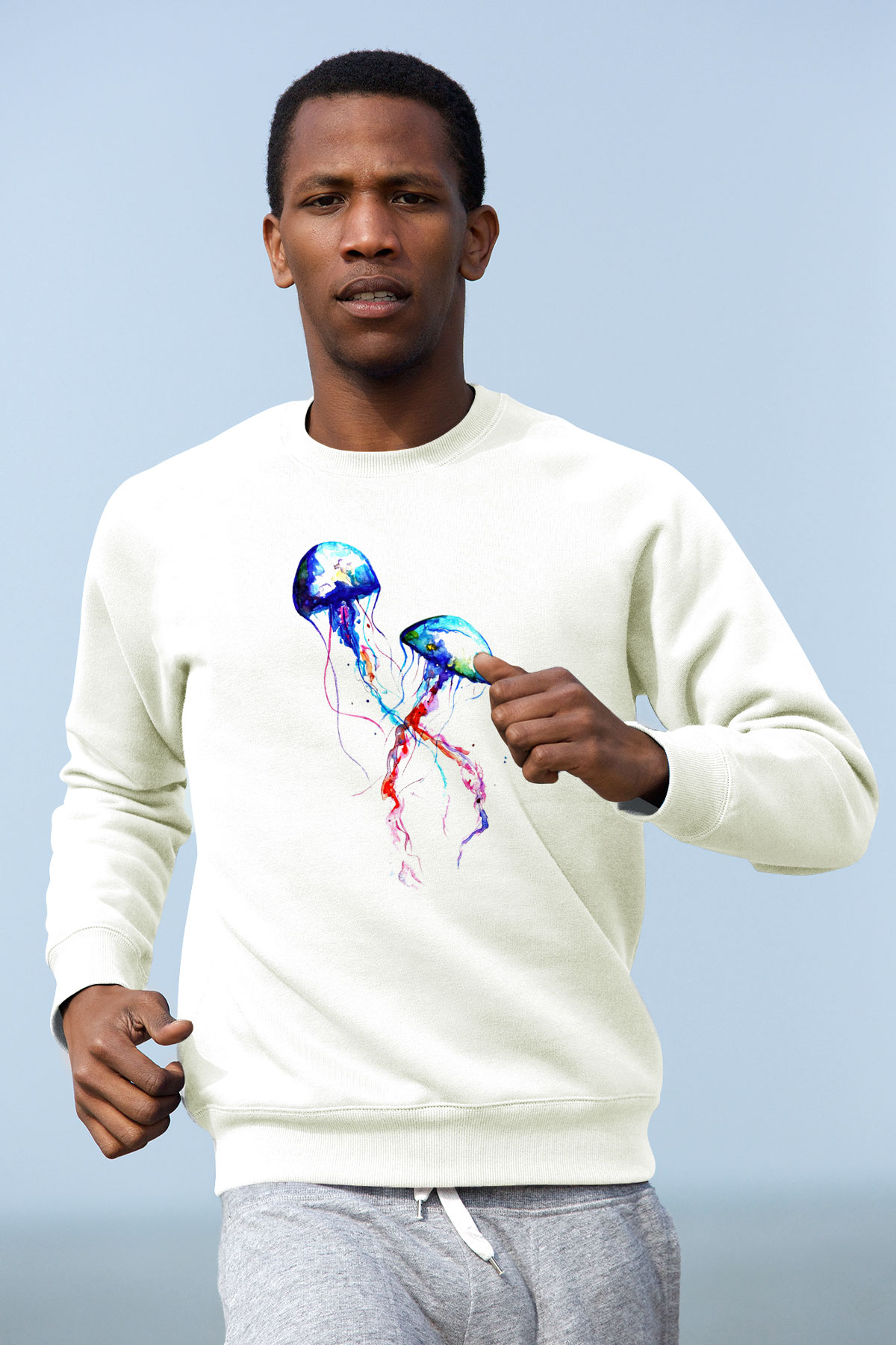 Deniz canlıları Beyaz Unisex Sweatshirt