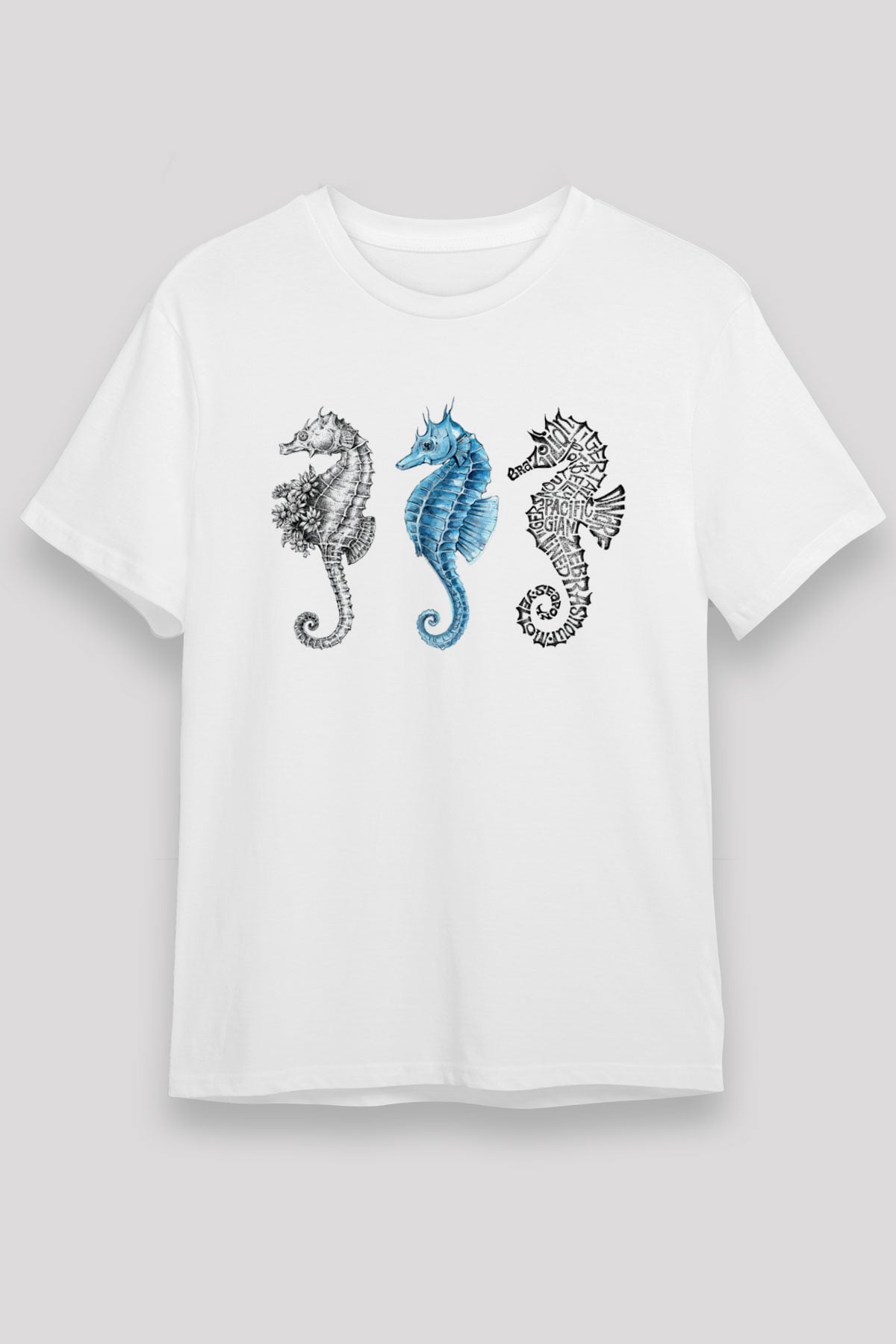 Deniz canlıları Beyaz Unisex Tişört T-Shirt - TişörtFabrikası
