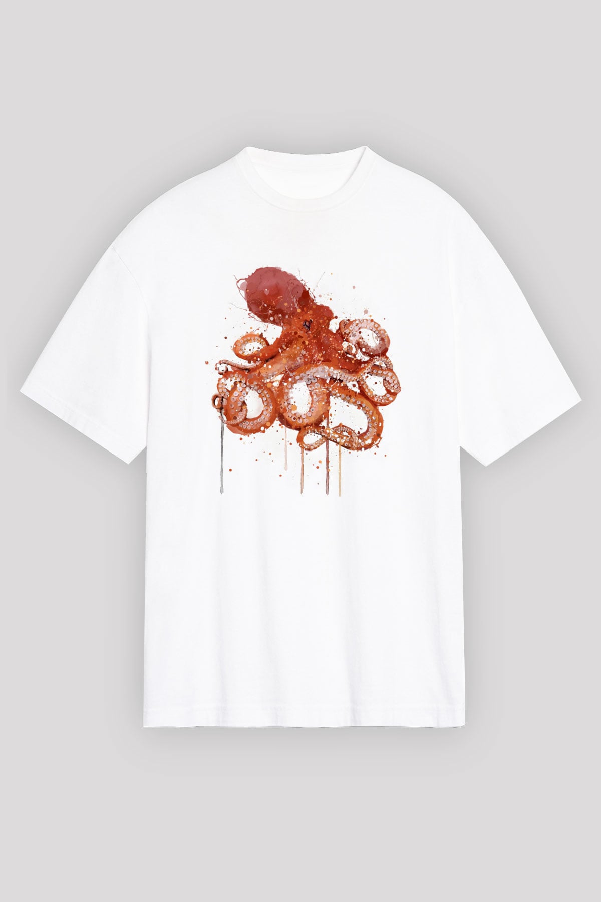 Deniz canlıları Beyaz Oversize Tişört Oversize T-shirt - TişörtFabrikası