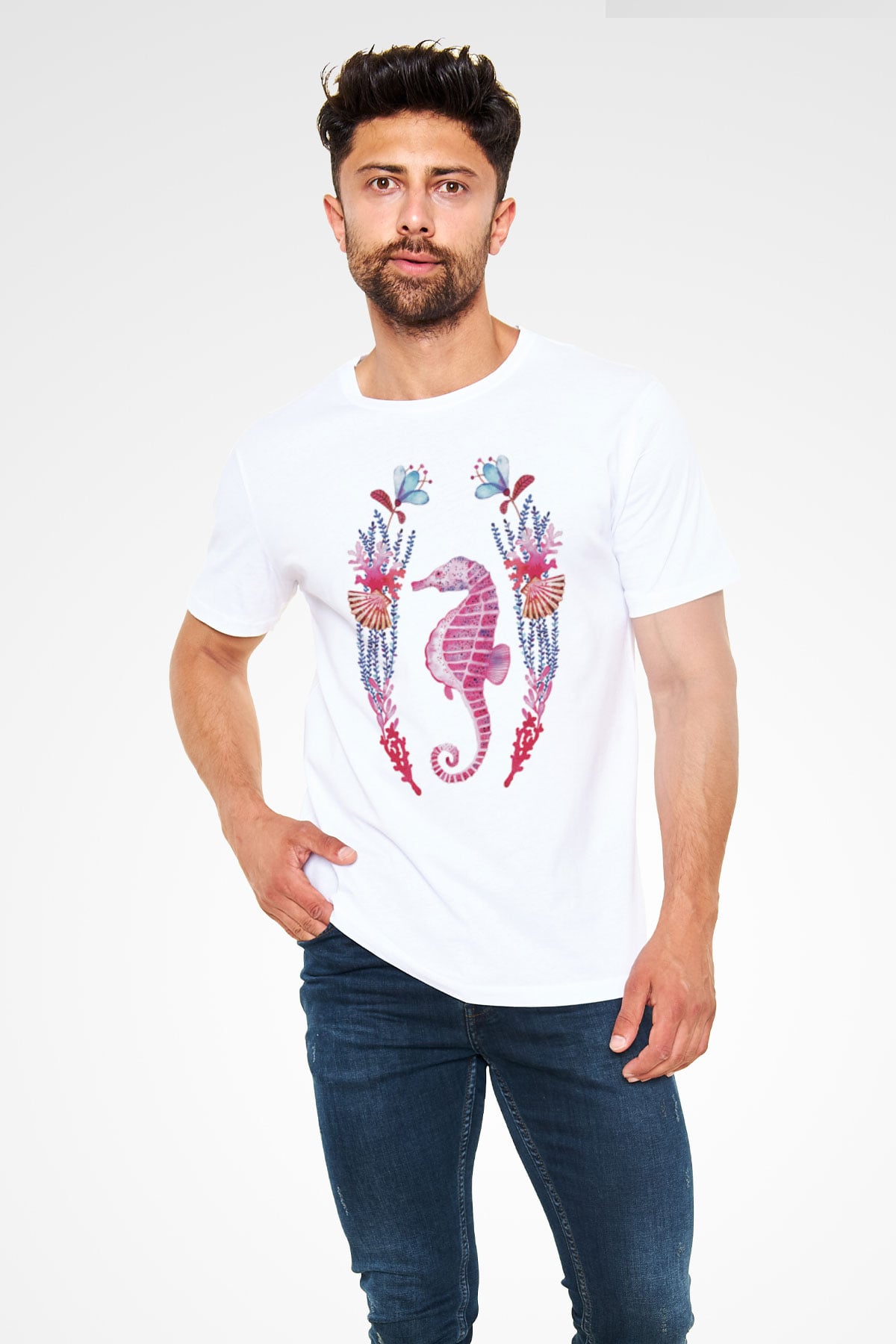 Deniz canlıları Beyaz Unisex Tişört T-Shirt - TişörtFabrikası