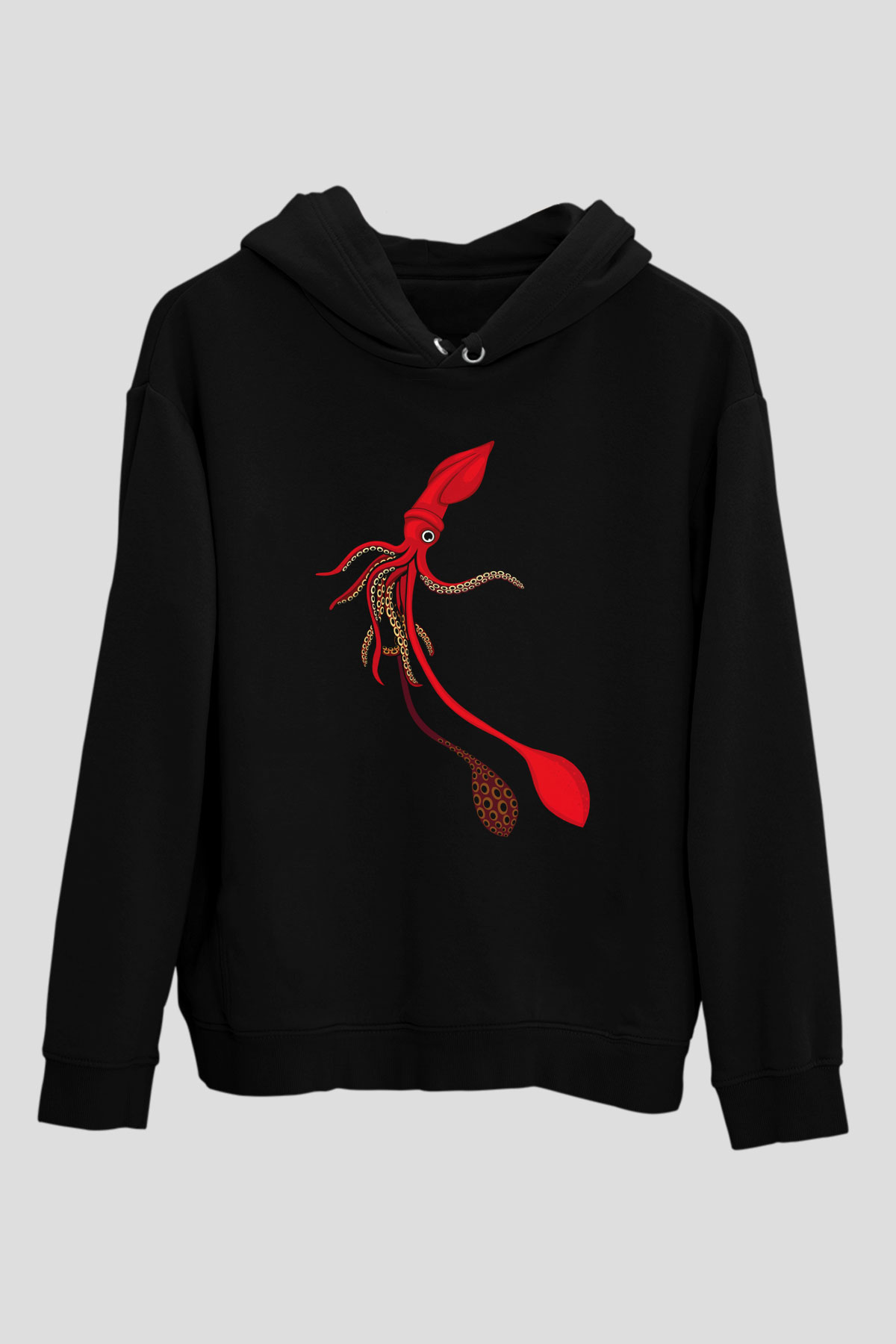Deniz canlıları Siyah Unisex Hoodie