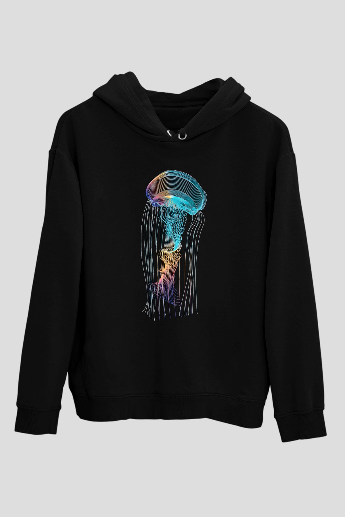 Deniz canlıları Siyah Unisex Hoodie
