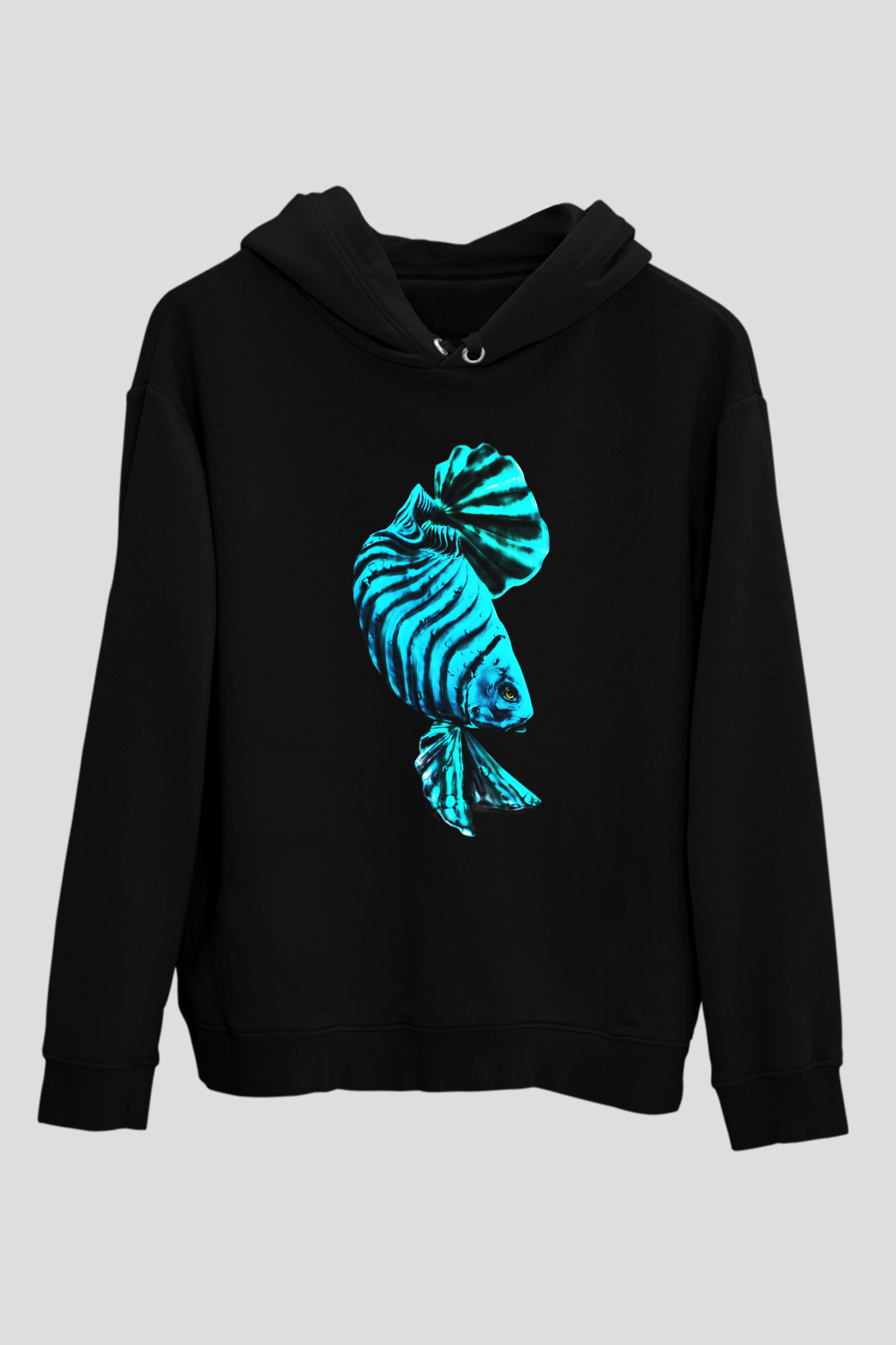 Deniz canlıları Siyah Unisex Hoodie
