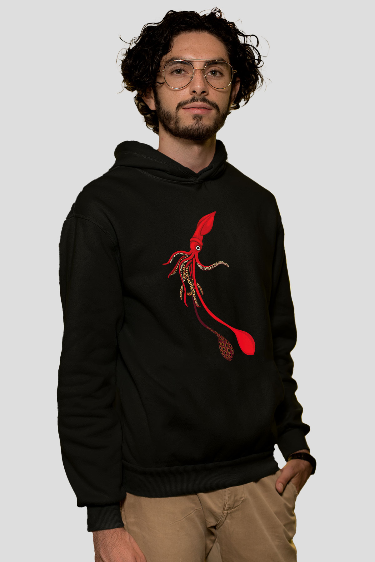 Deniz canlıları Siyah Unisex Hoodie