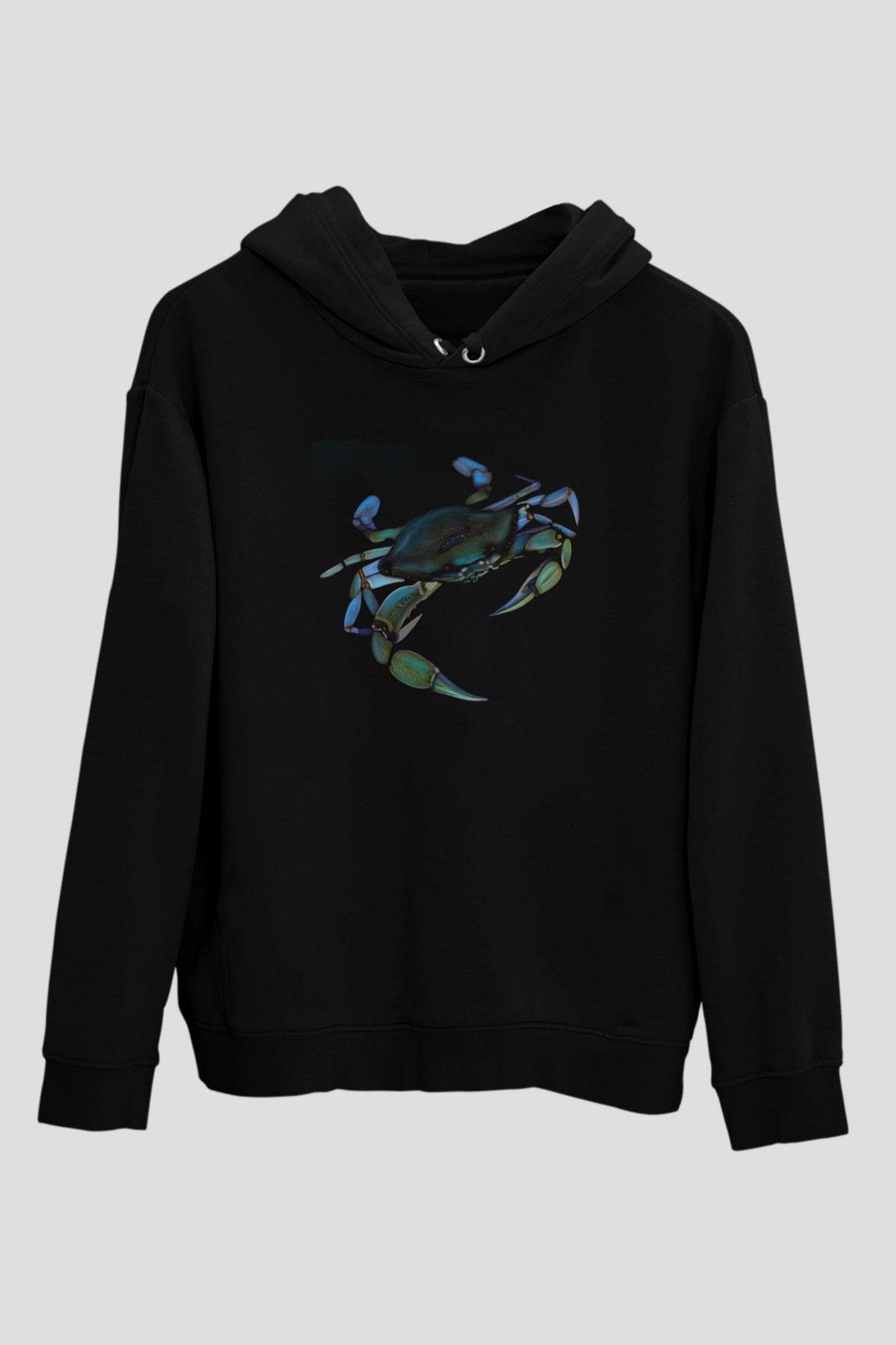 Deniz canlıları Siyah Unisex Kapüşonlu Sweatshirt