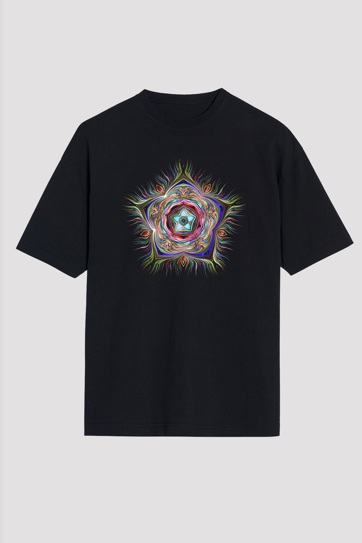 Deniz canlıları Siyah Unisex Oversize Tişört T-Shirt