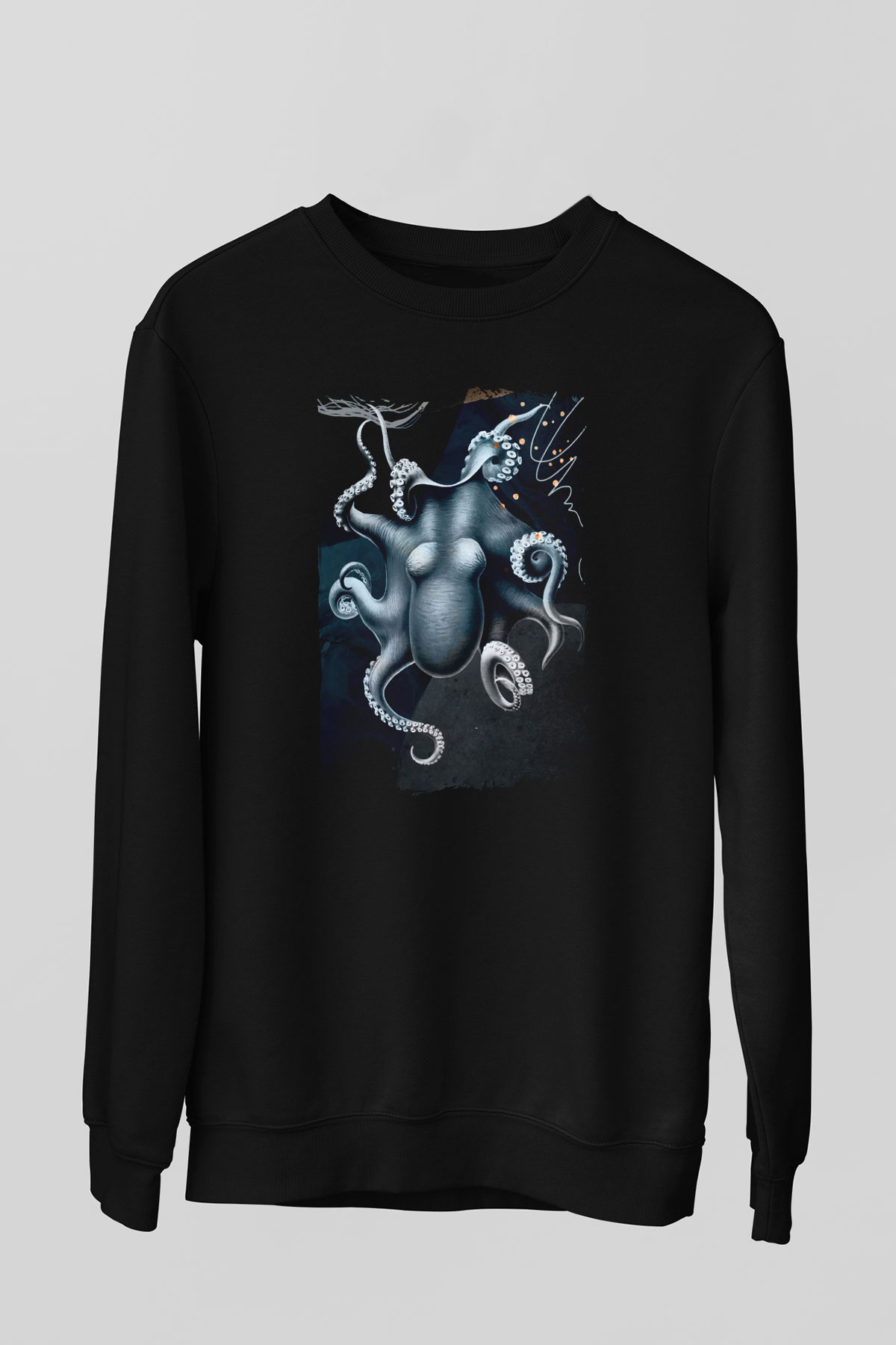 Deniz canlıları Siyah Unisex Sweatshirt