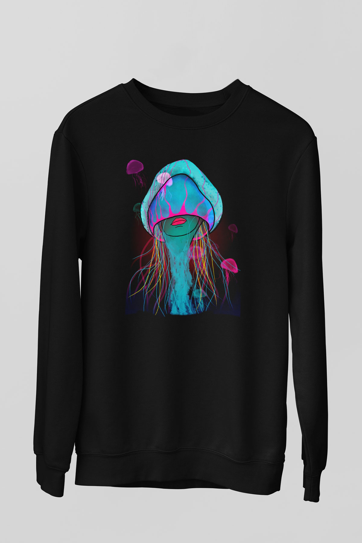 Deniz canlıları Siyah Unisex Sweatshirt