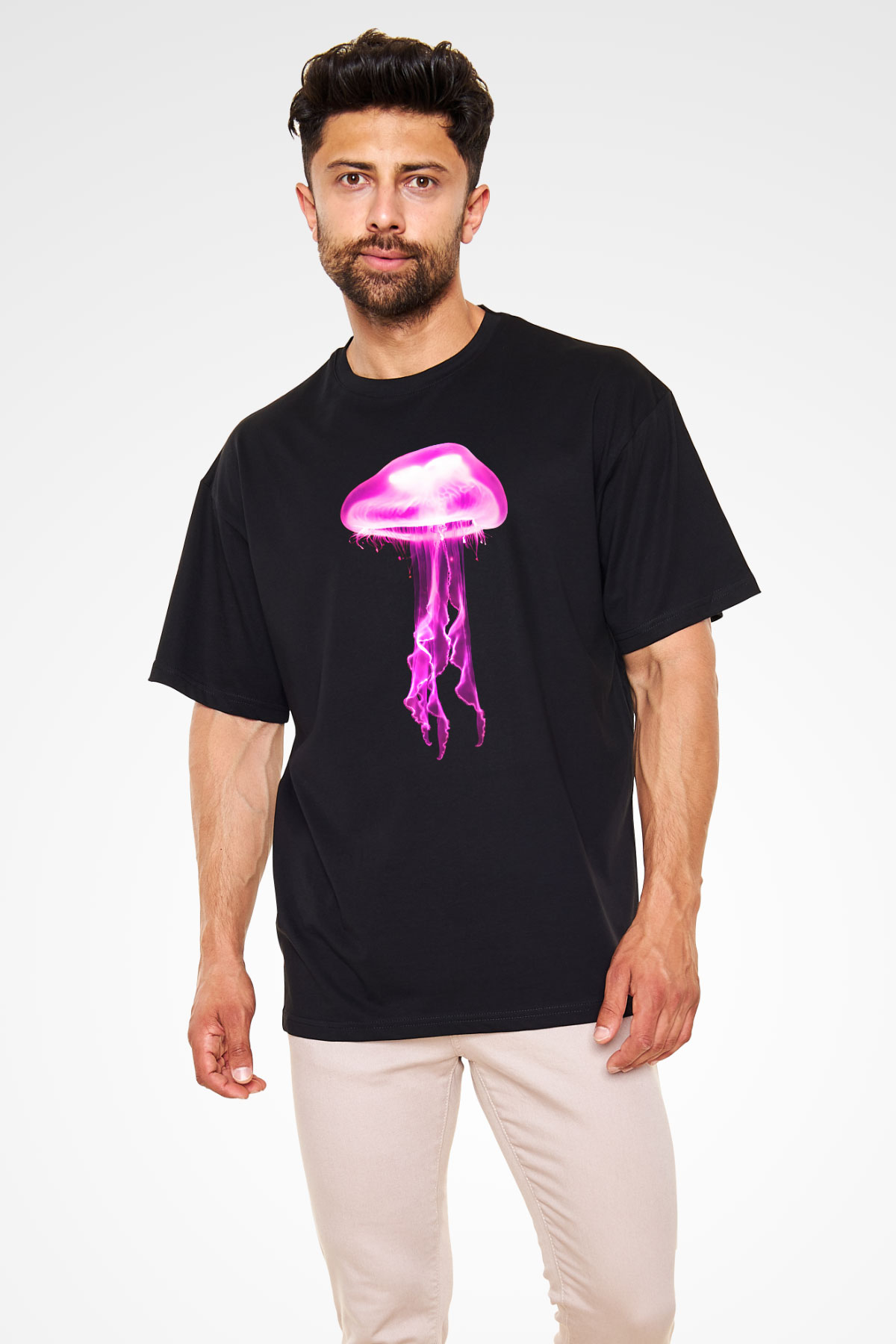 Deniz canlıları Siyah Oversize Tişört Oversize T-shirt - TişörtFabrikası