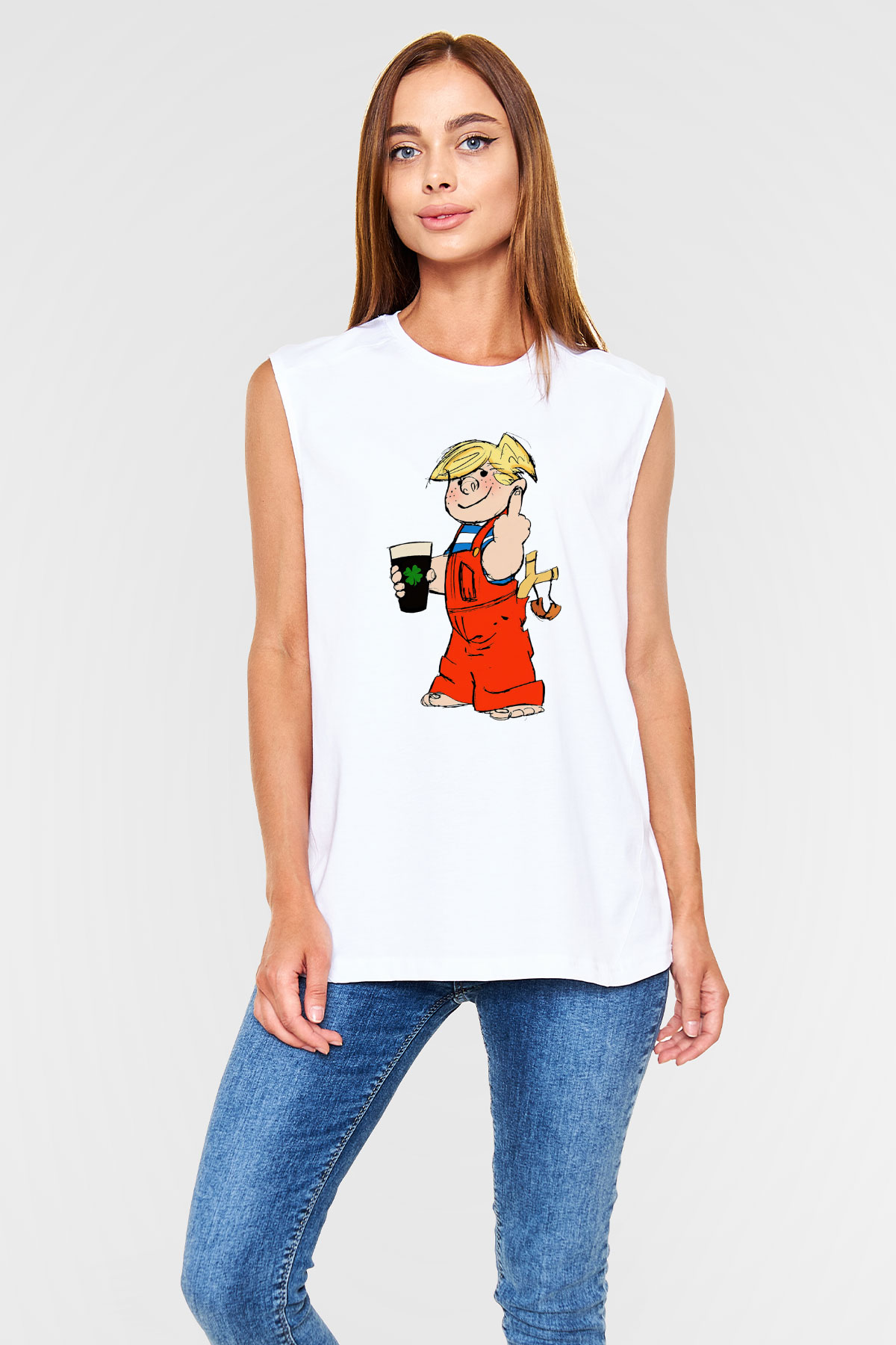 Dennis the Menace Beyaz Unisex Kolsuz Tişört