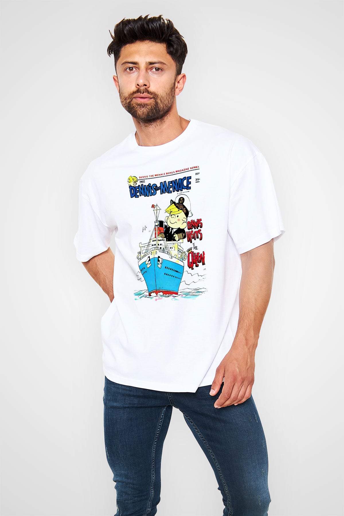 Dennis the Menace Beyaz Oversize Tişört Oversize T-shirt