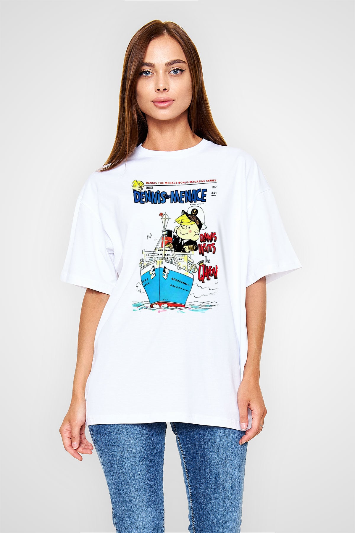 Dennis the Menace Beyaz Oversize Tişört Oversize T-shirt