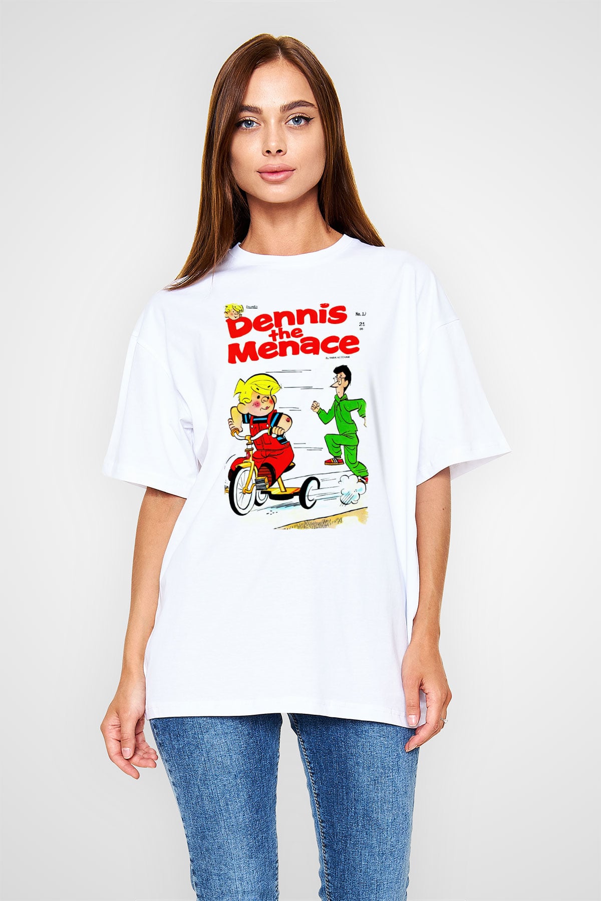 Dennis the Menace Beyaz Oversize Tişört Oversize T-shirt