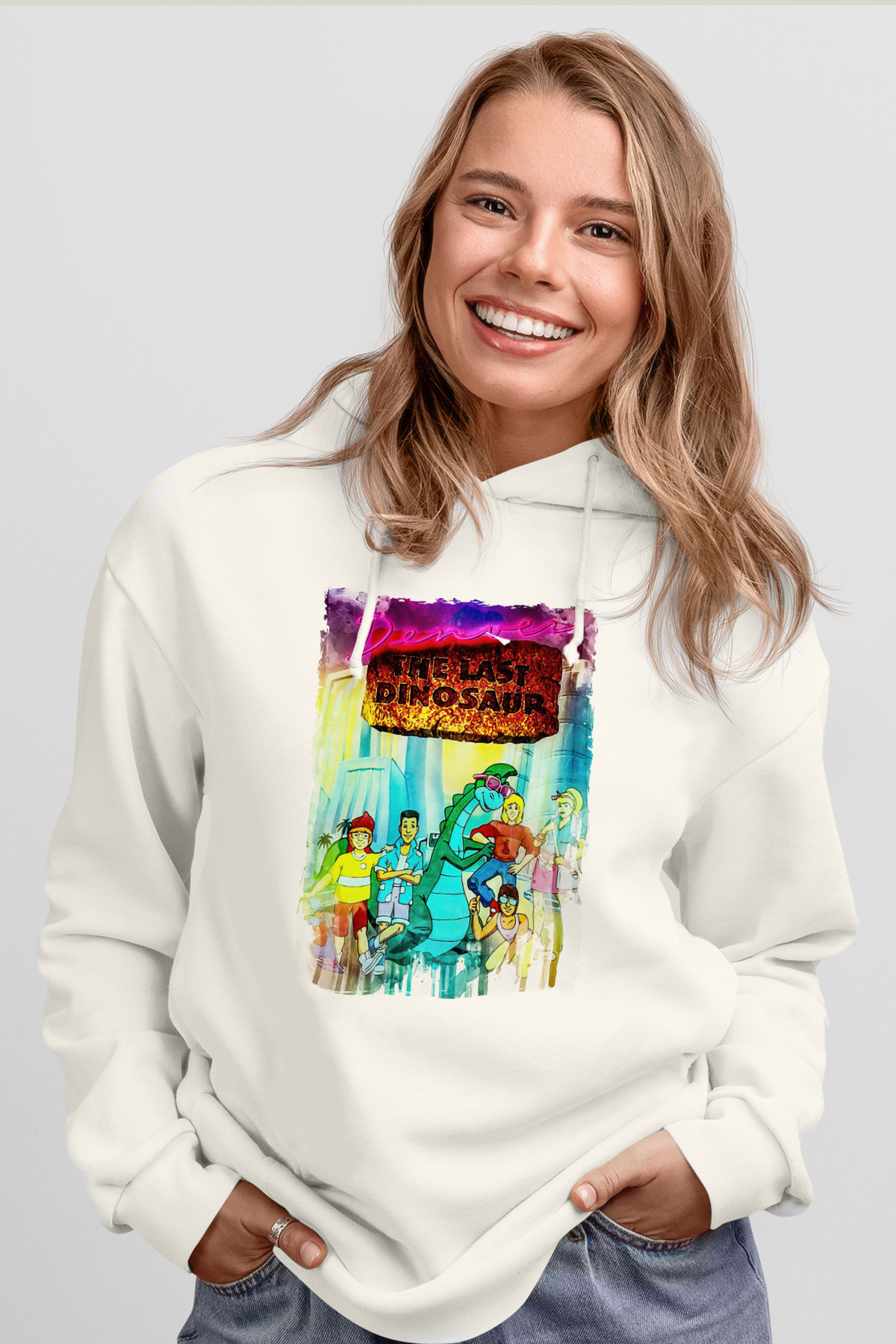 Denver, the Last Dinosaur Beyaz Unisex Hoodie
