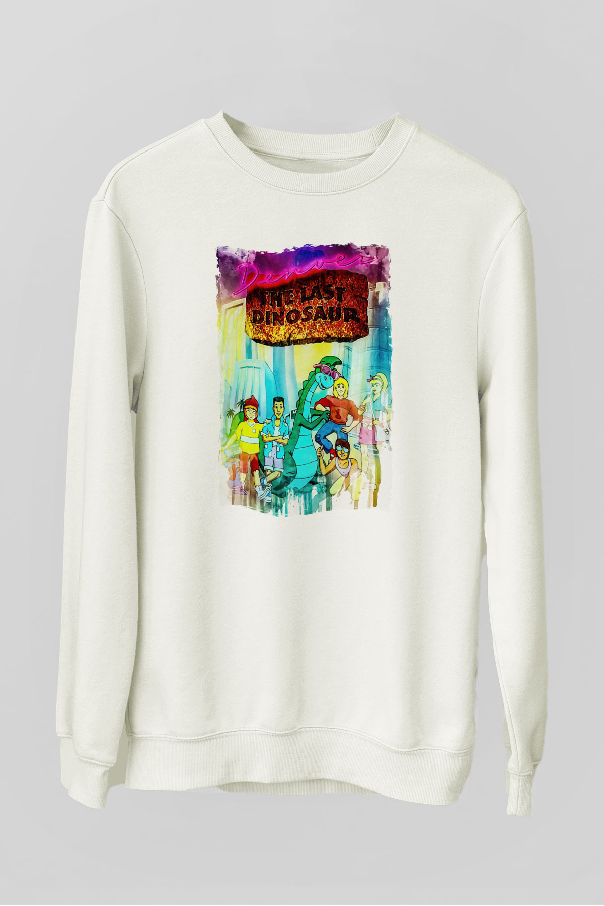 Denver, the Last Dinosaur Beyaz Unisex  Sweatshirt