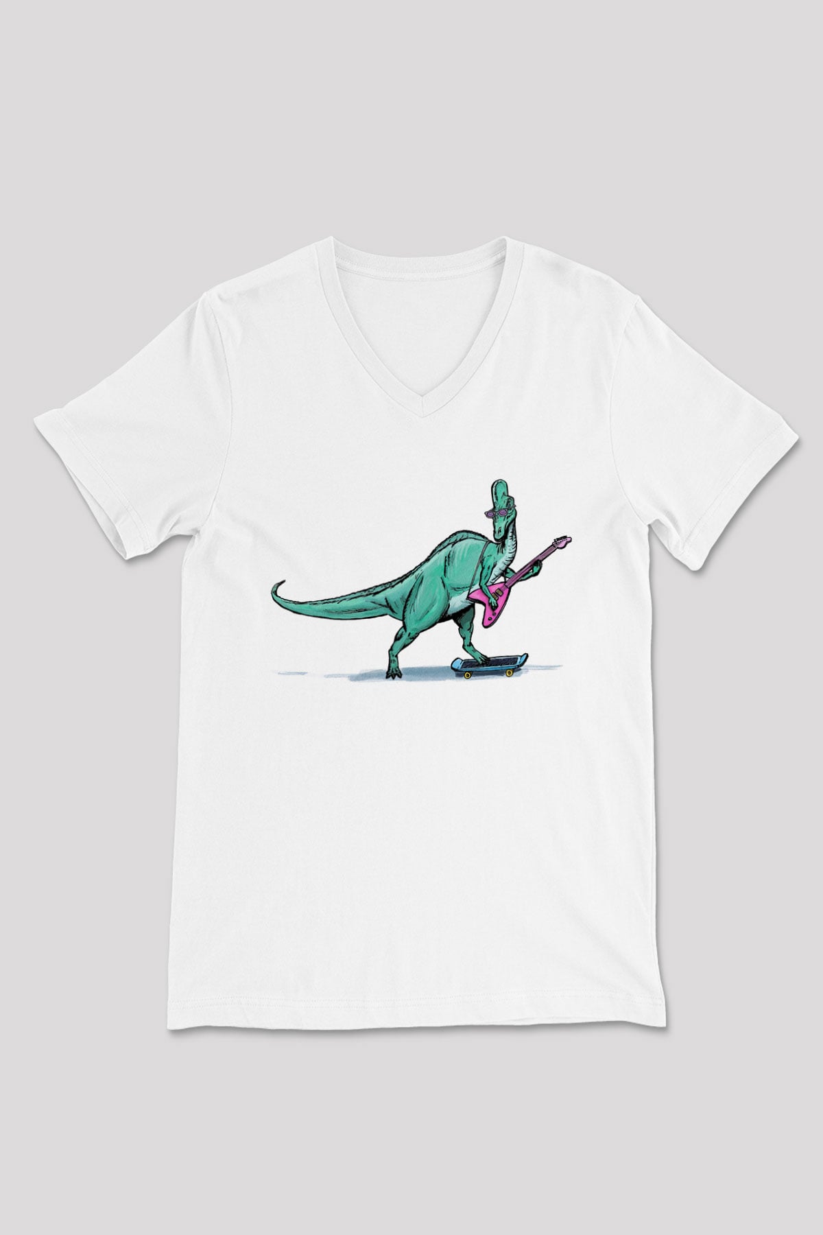 Denver, the Last Dinosaur Beyaz Unisex V Yaka Tişört
