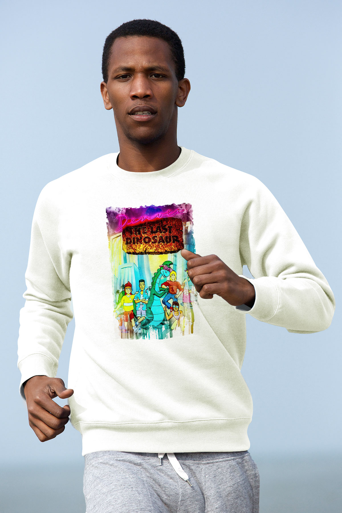 Denver, the Last Dinosaur Beyaz Unisex  Sweatshirt