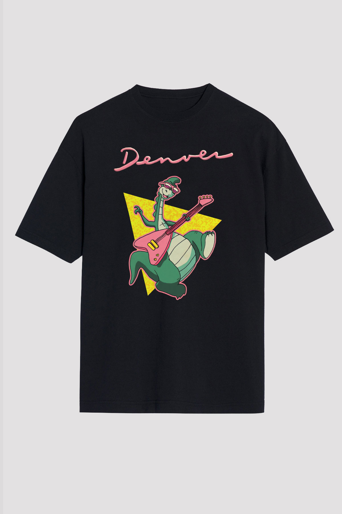 Denver, the Last Dinosaur Siyah Unisex Oversize Tişört