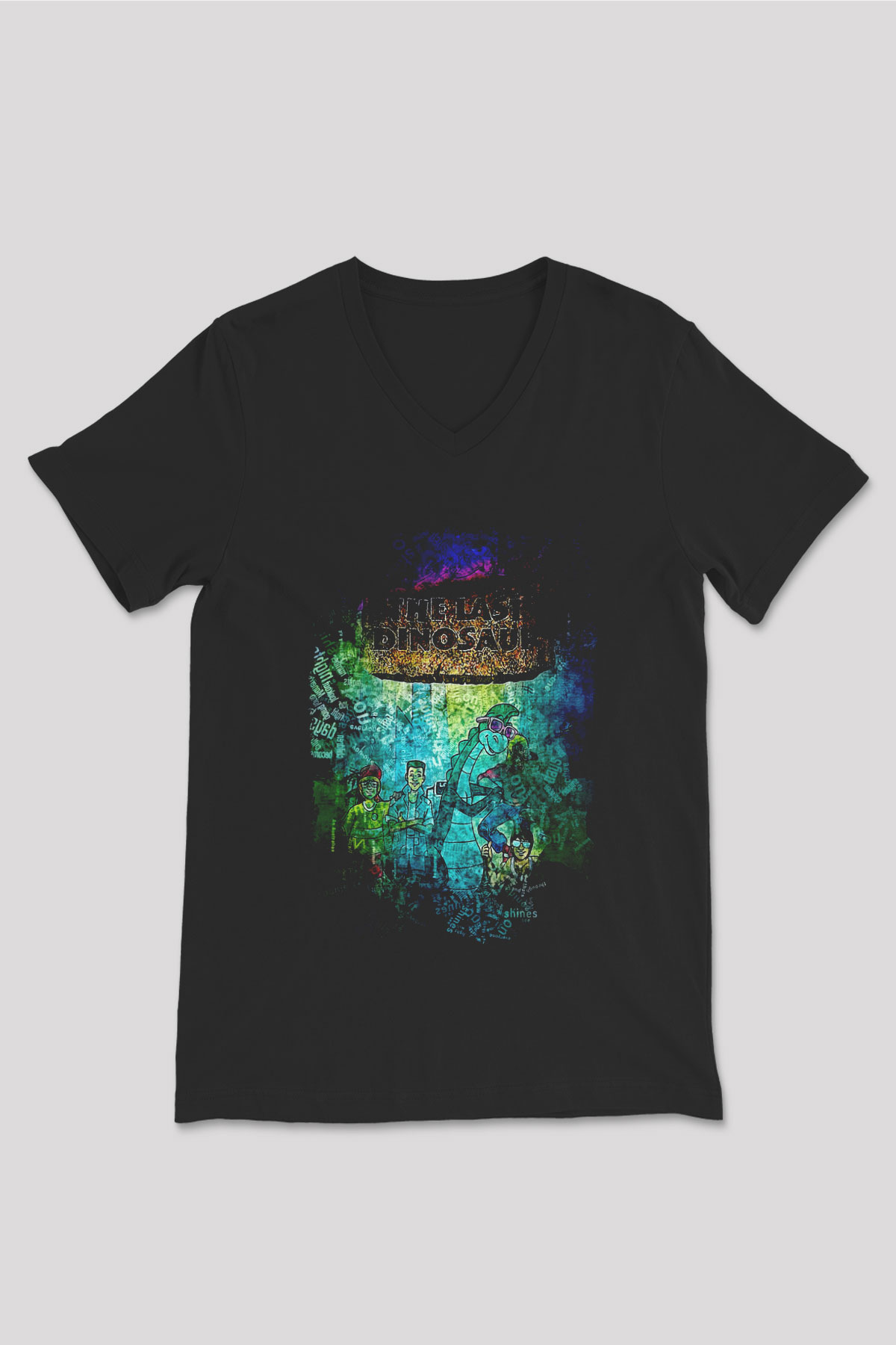 Denver, the Last Dinosaur Siyah Unisex  V Yaka Tişört