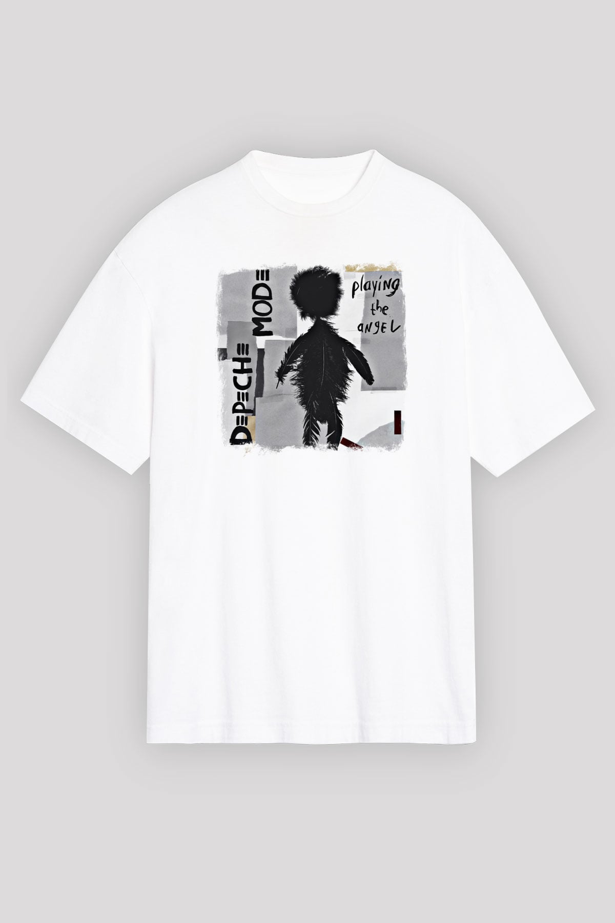 Depeche Mode Baskılı Unisex Beyaz Oversize Tişört