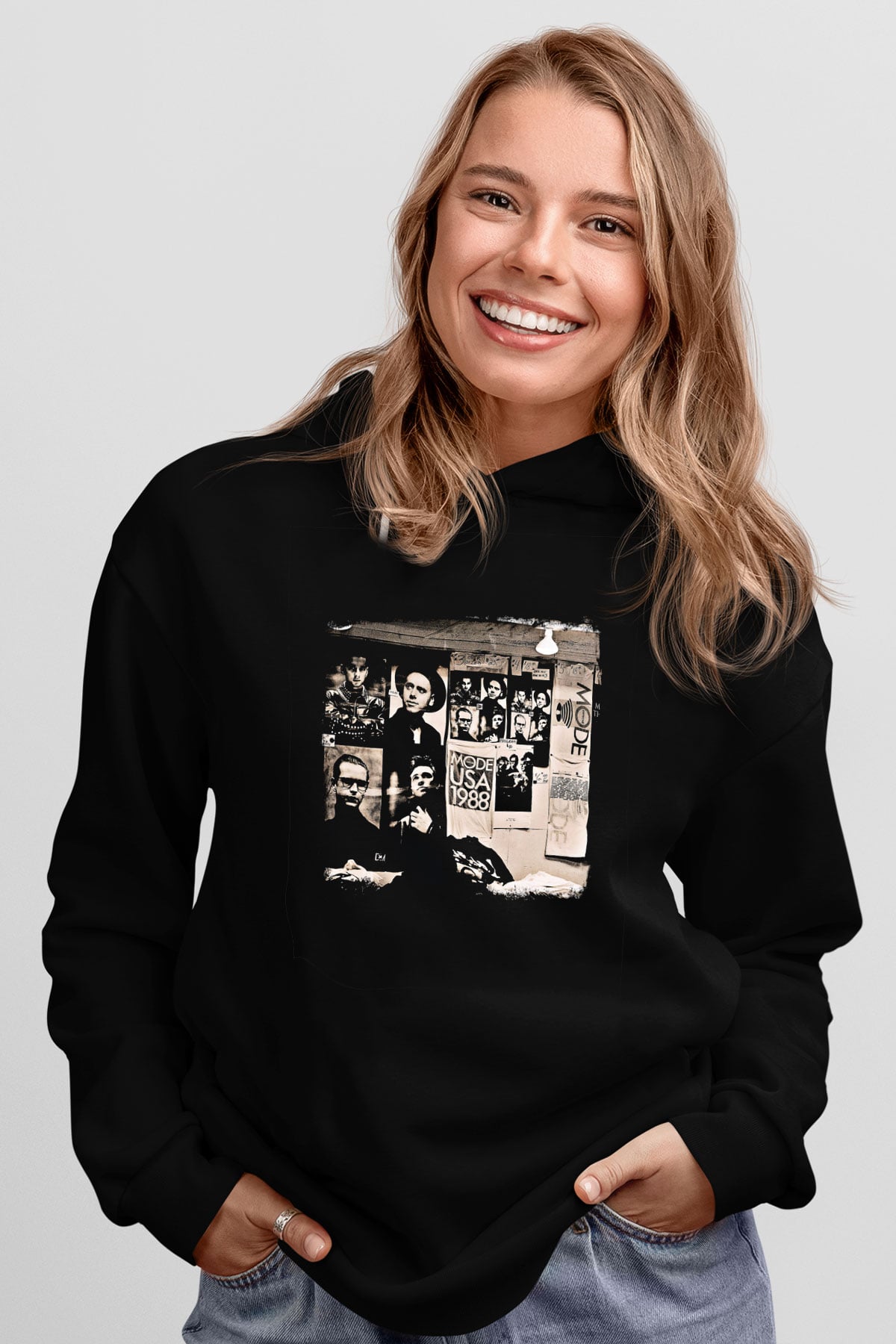 Depeche Mode Baskılı Unisex Siyah Hoodie