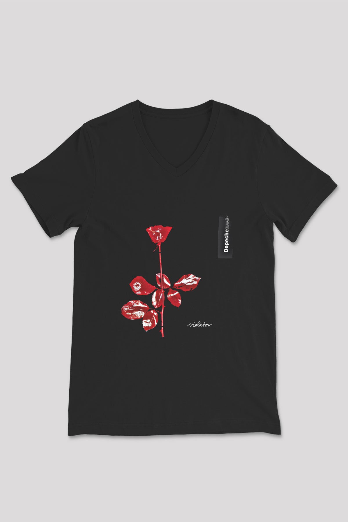 Depeche Mode Baskılı Unisex Siyah V Yaka Tişört