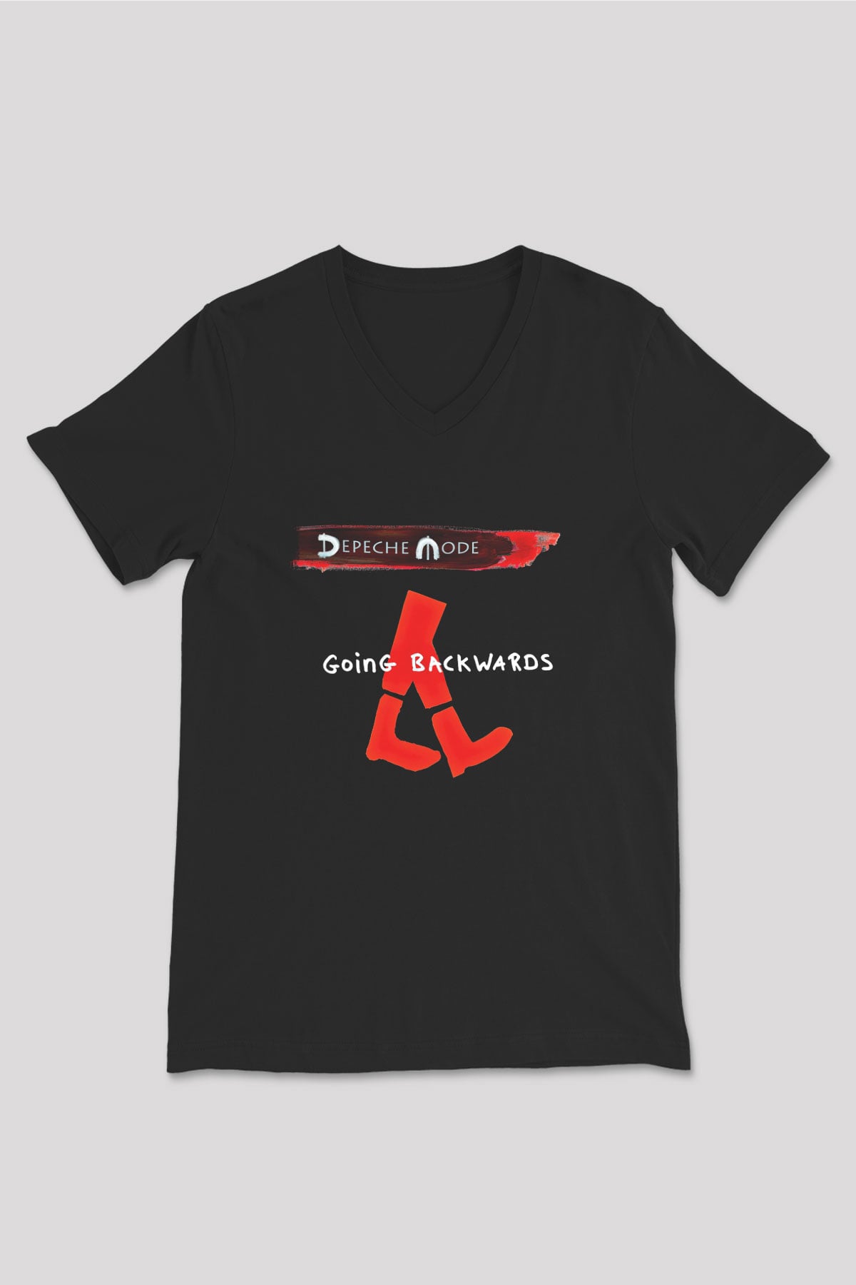 Depeche Mode Baskılı Unisex Siyah V Yaka Tişört