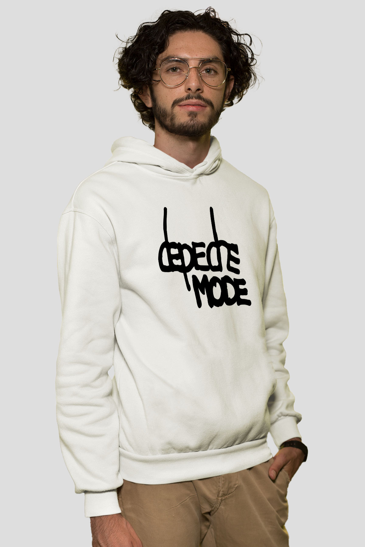 Depeche Mode Beyaz Unisex Kapşonlu Sweatshirt