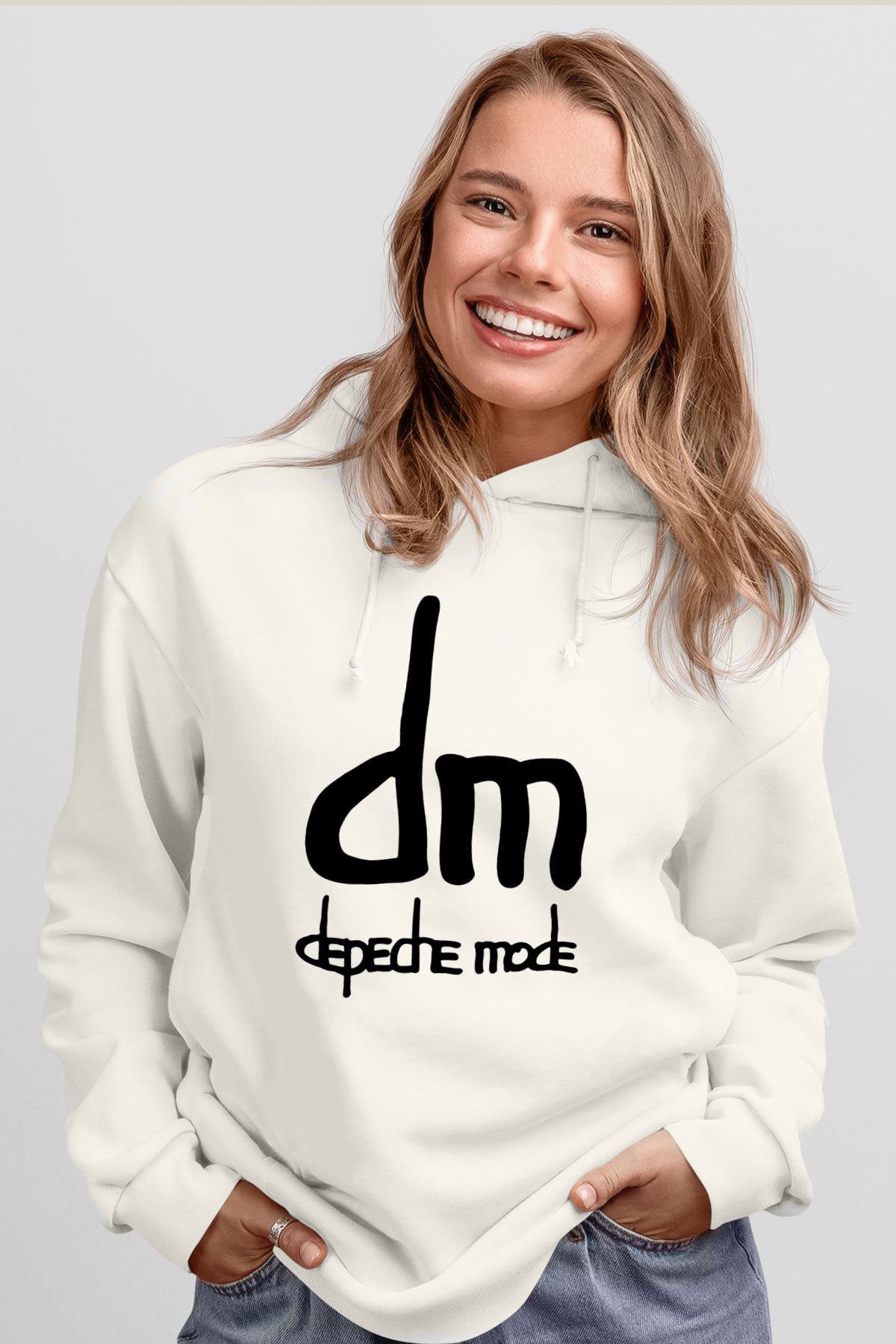 Depeche Mode Beyaz Unisex Kapşonlu Sweatshirt