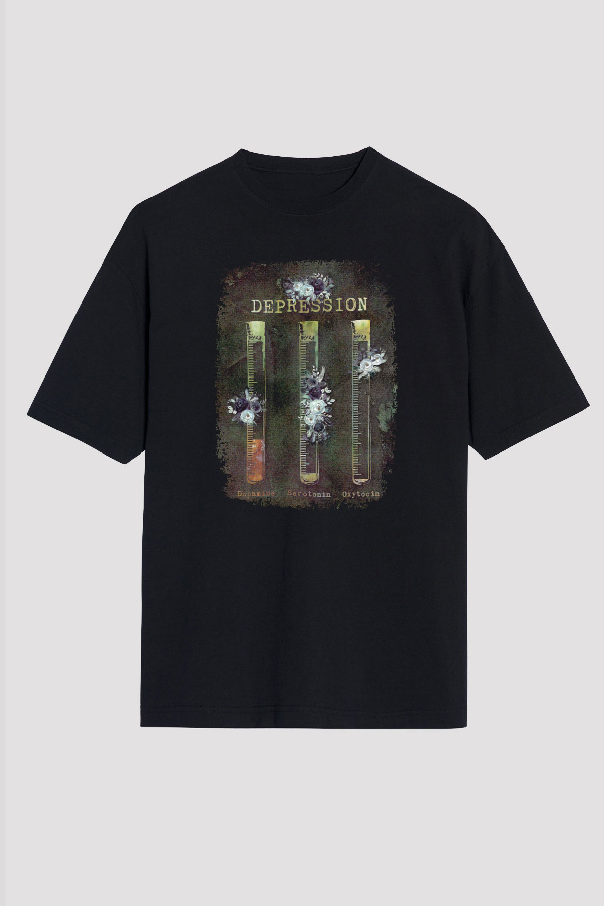 Depresyon Formülü Hormonlar Baskılı Unisex Oversize Tişört - Tshirt