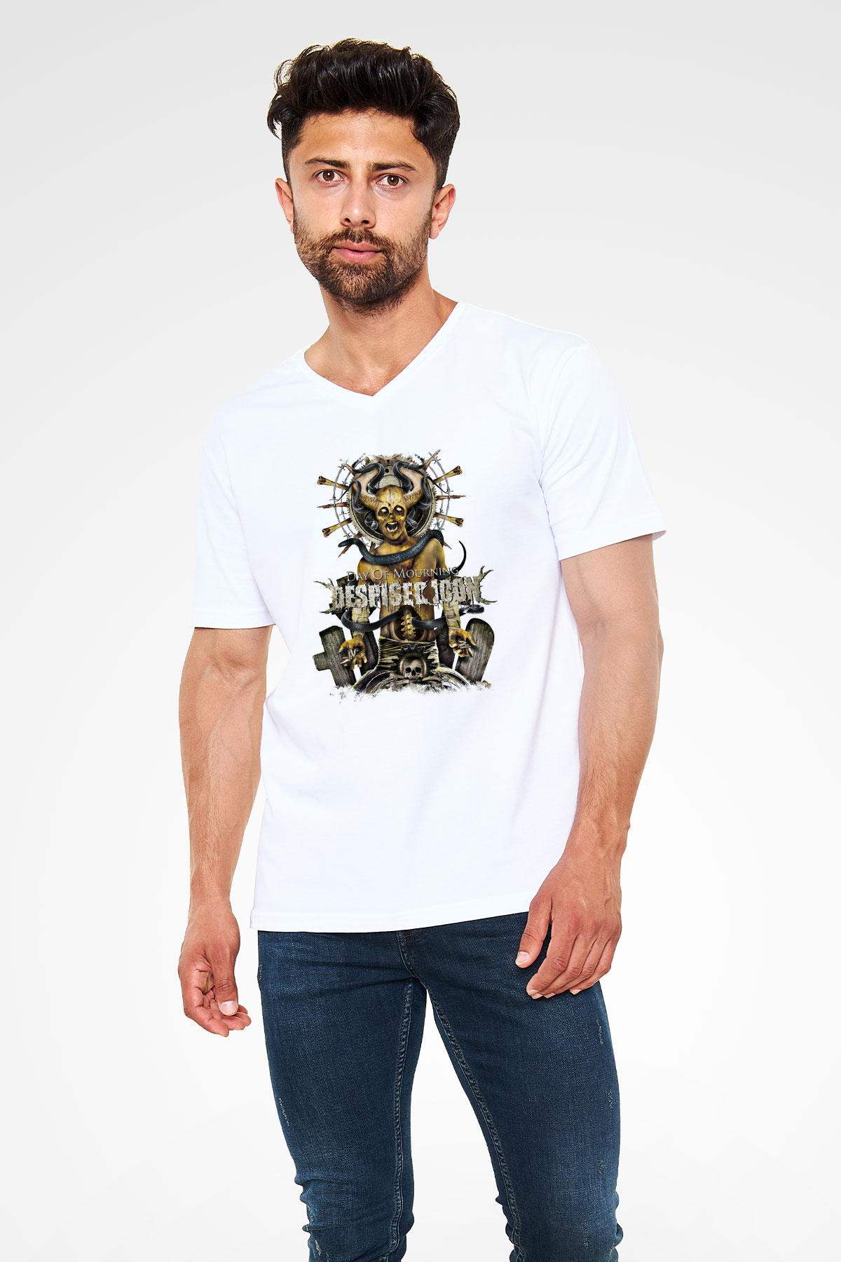 Despised Icon Baskılı Unisex Beyaz V Yaka Tişört