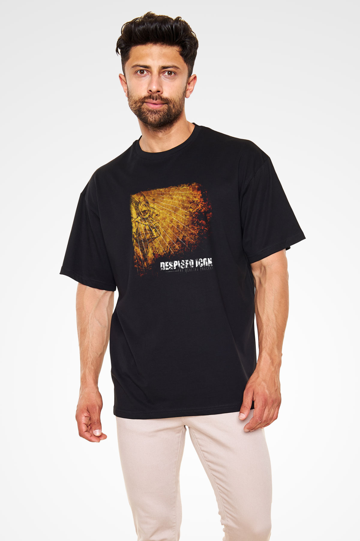Despised Icon Baskılı Unisex Siyah Oversize Tişört