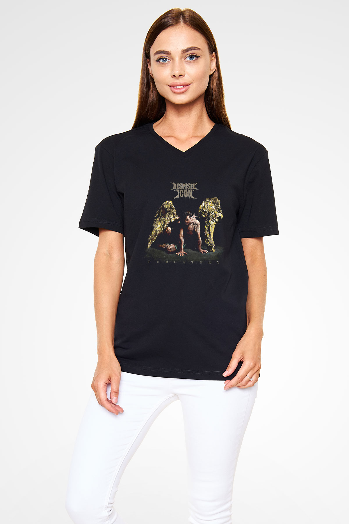 Despised Icon Baskılı Unisex Siyah V Yaka Tişört